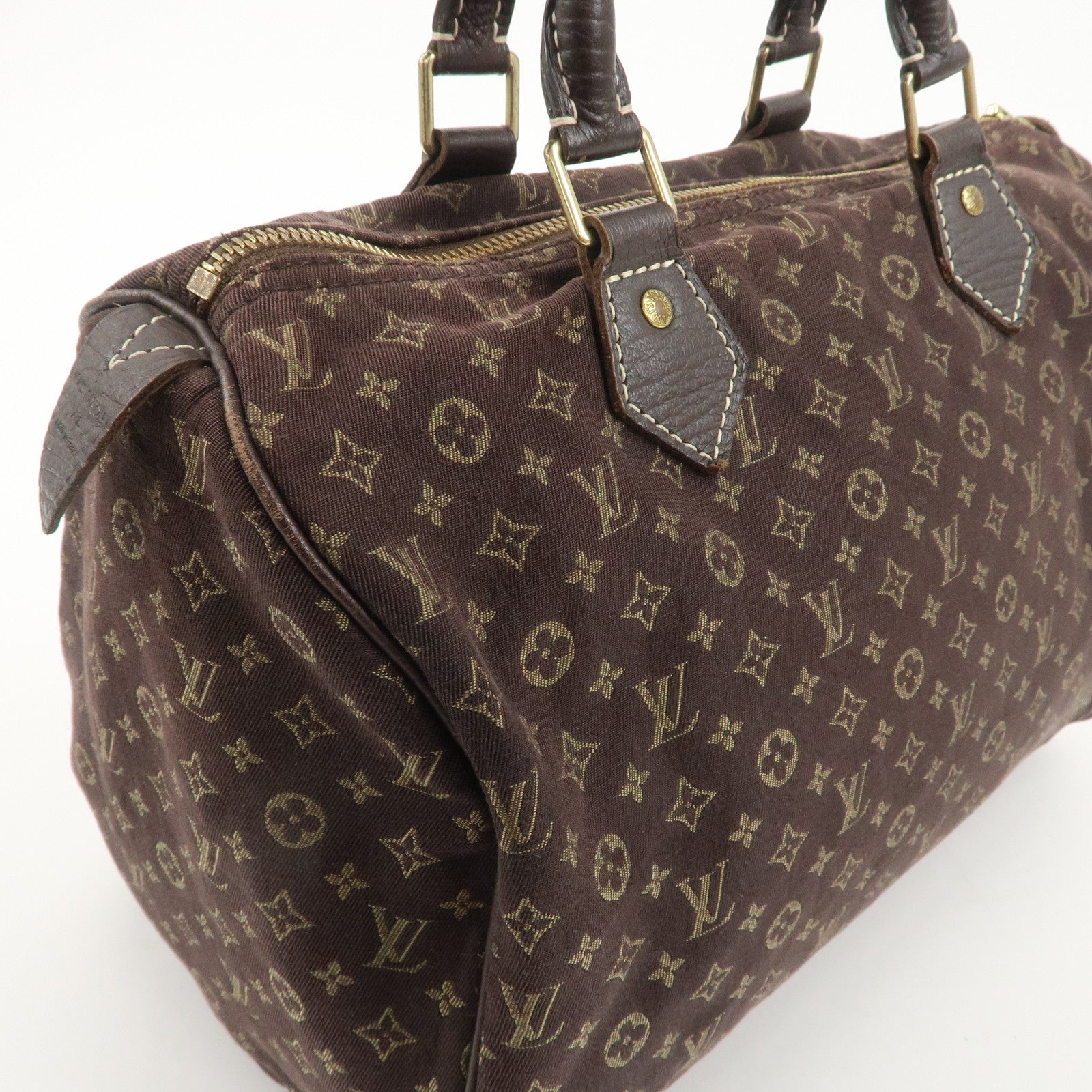 Louis Vuitton Monogram Mini Lin Speedy 30 Boston Bag Ebene M95224 Used