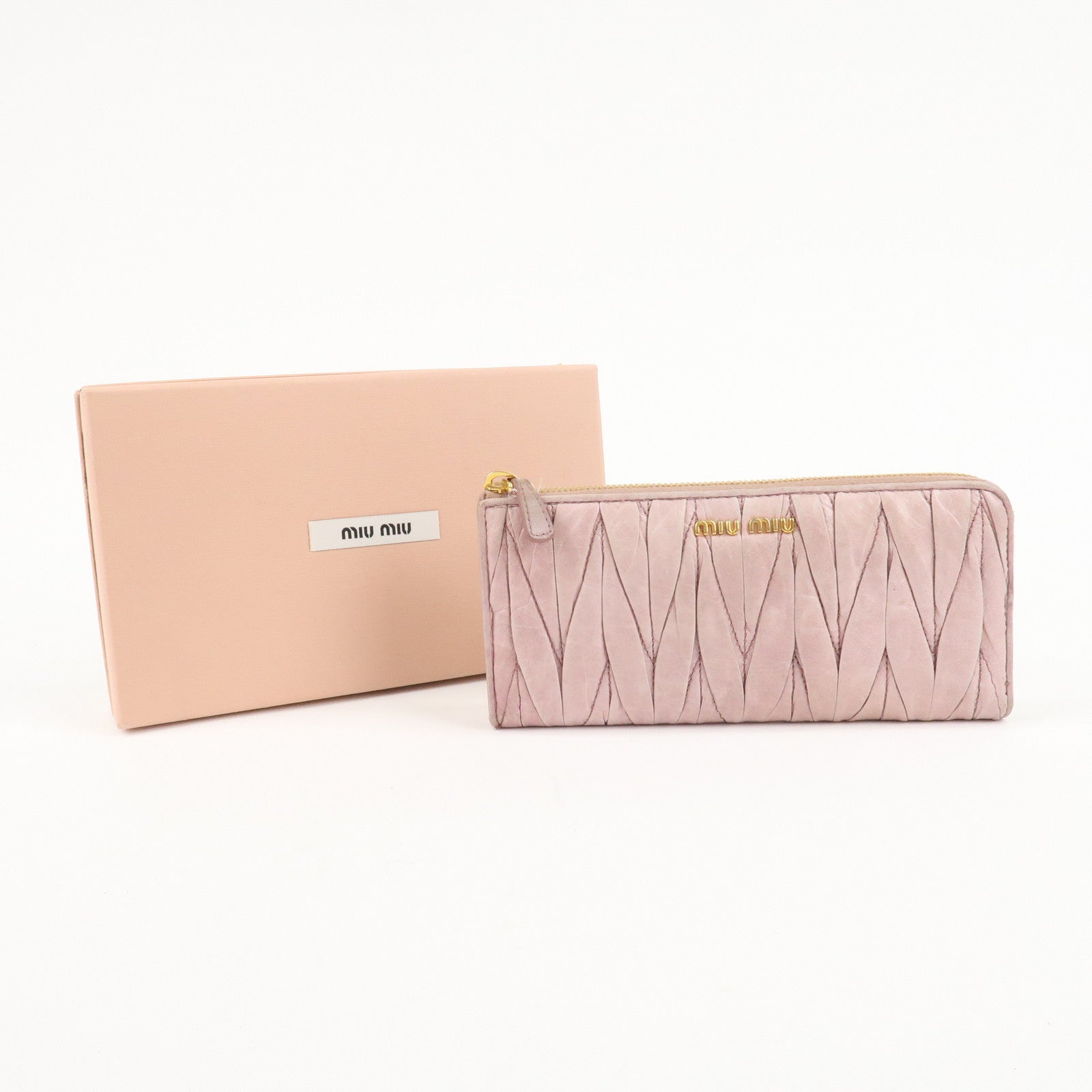 MIU MIU Matelasse Set of 2 Long Wallet Pink 5M1109 5M1183 Used