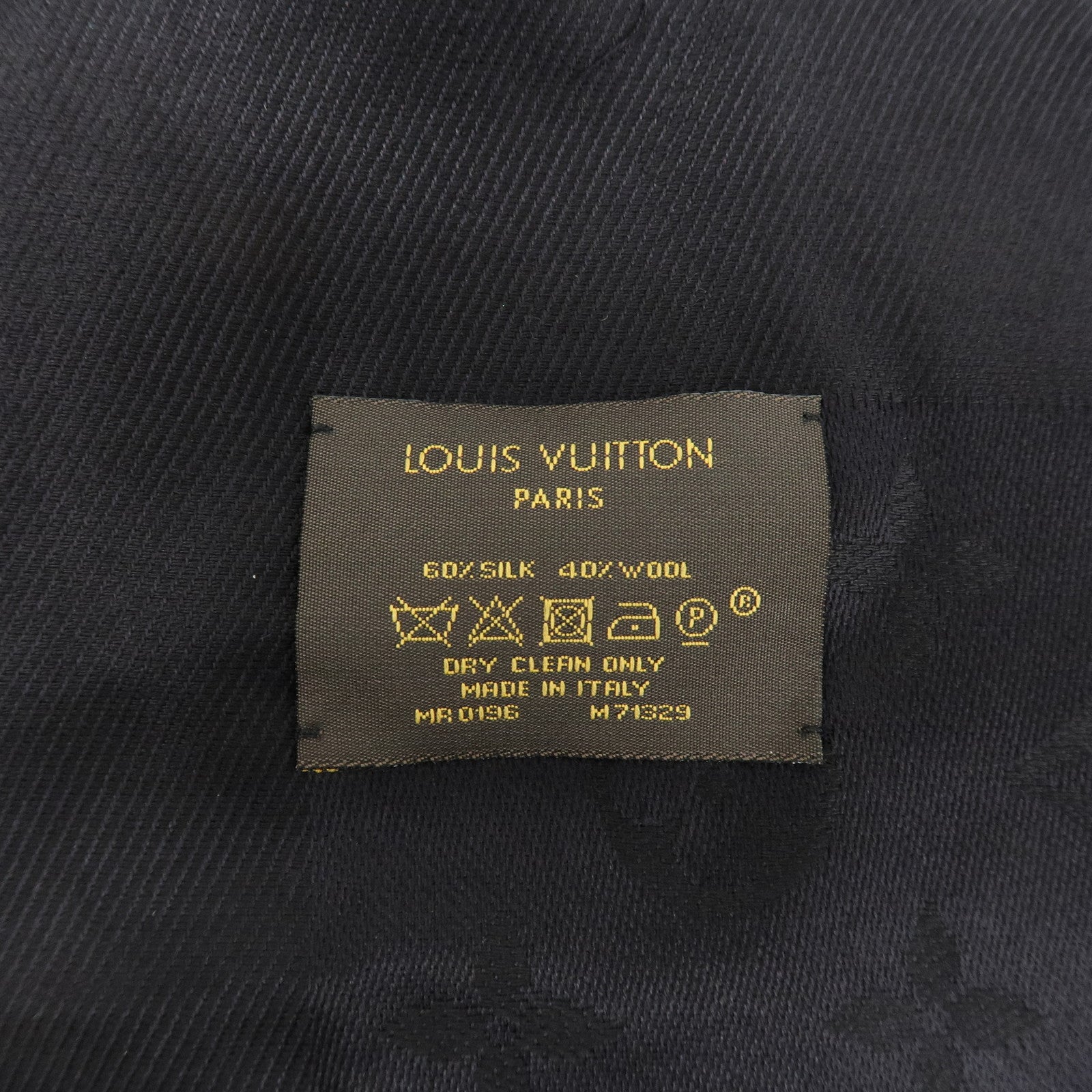 Louis Vuitton Monogram Shawl Stole Scarf Noir Silk Wool M71329 Used