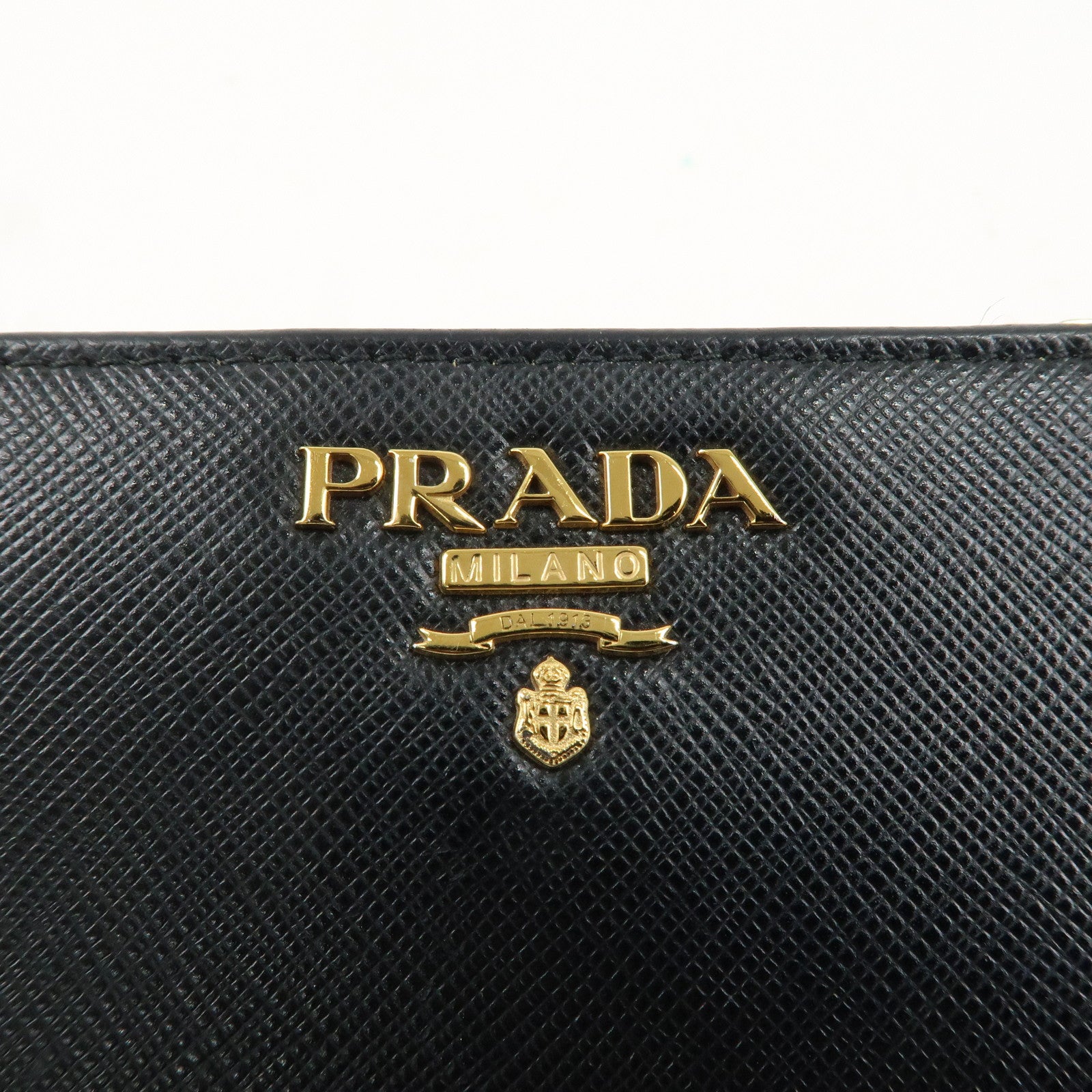 PRADA Logo Leather Bi-Fold Wallet Small Wallet Black 1ML018