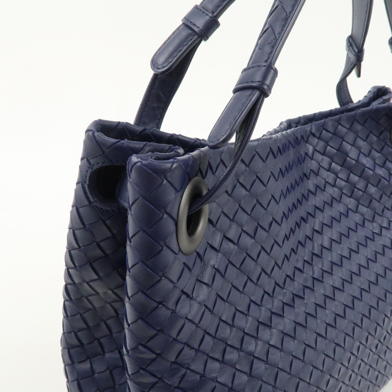 BOTTEGA VENETA Intrecciato  Leather Shoulder Bag Tote Bag Navy