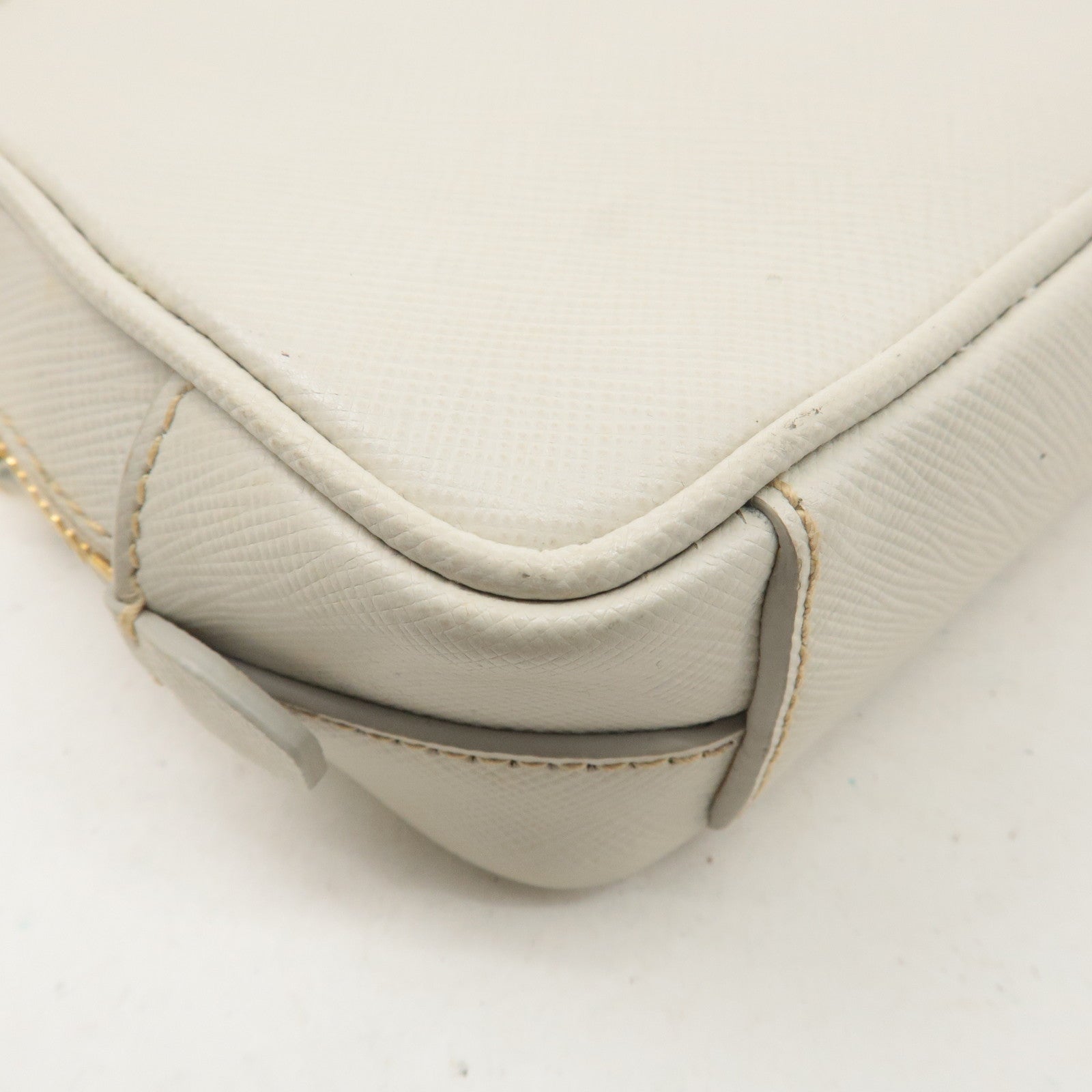 PRADA Logo Saffiano Leather Shoulder Bag Crossbody Bag White