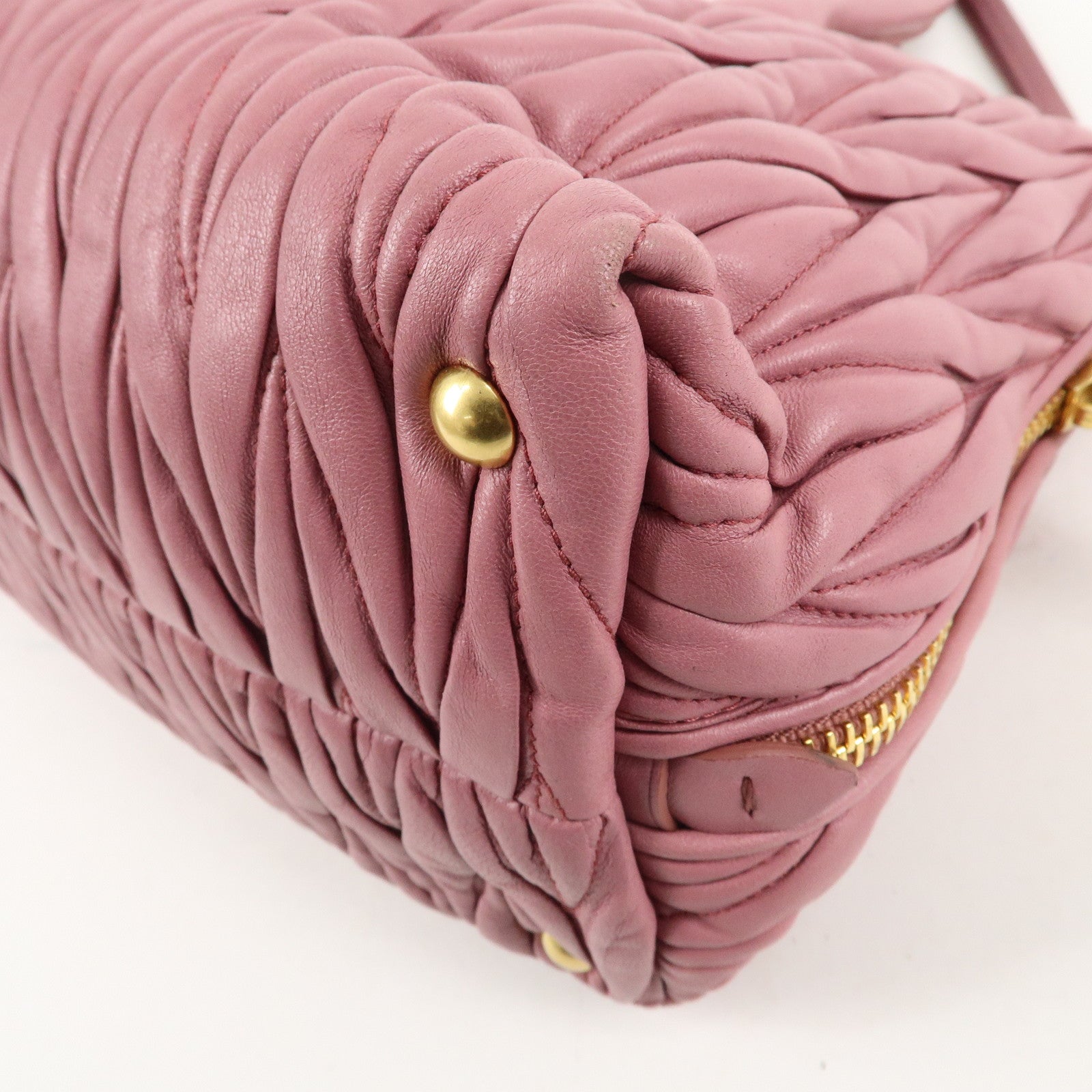 MIU MIU Matelasse Leather 2way Bag Shoulder Hand Bag Pink