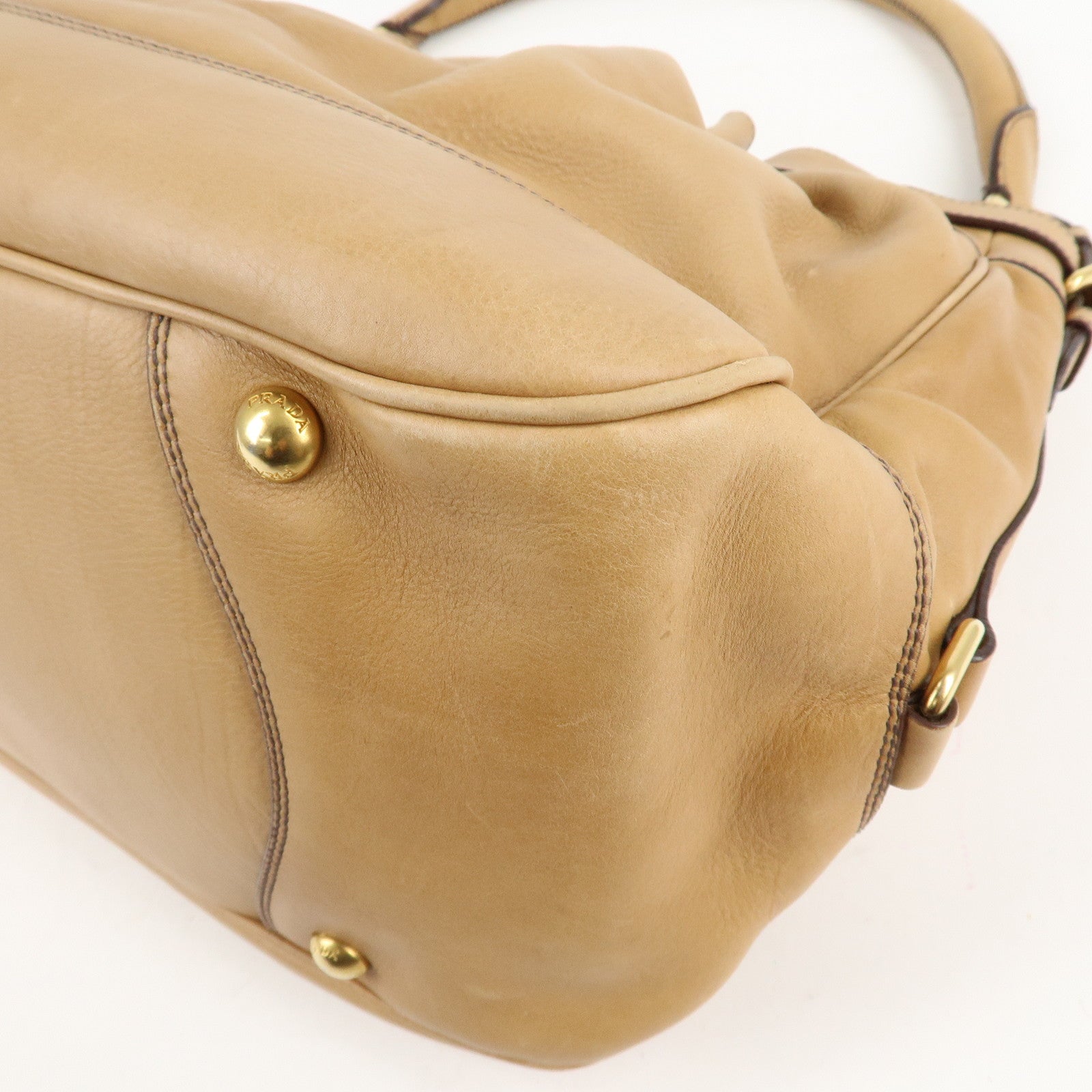 PRADA Leather One Shoulder Bag Brown