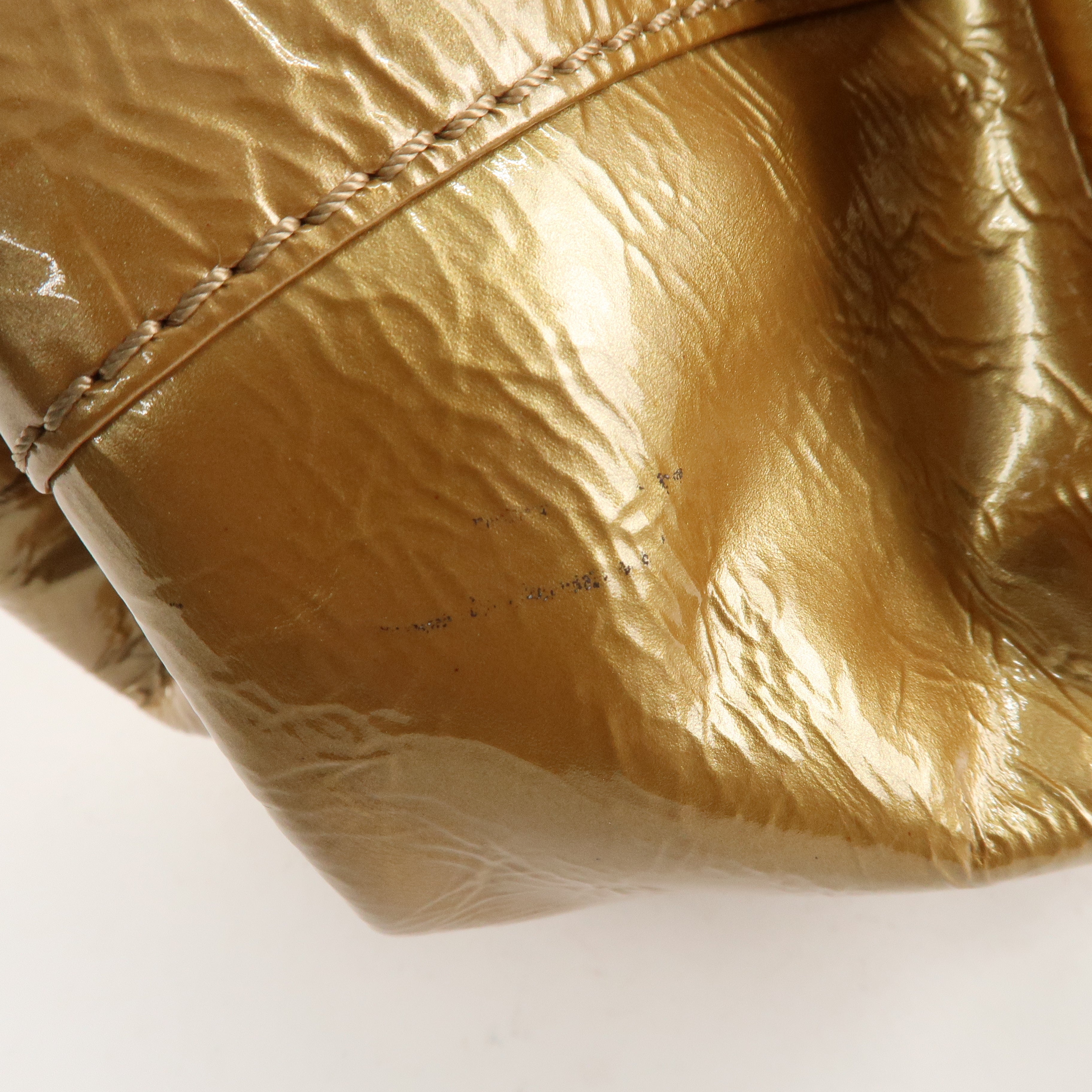 LOEWE Anagram Patent Leather Nappa Aire Hand Bag Gold