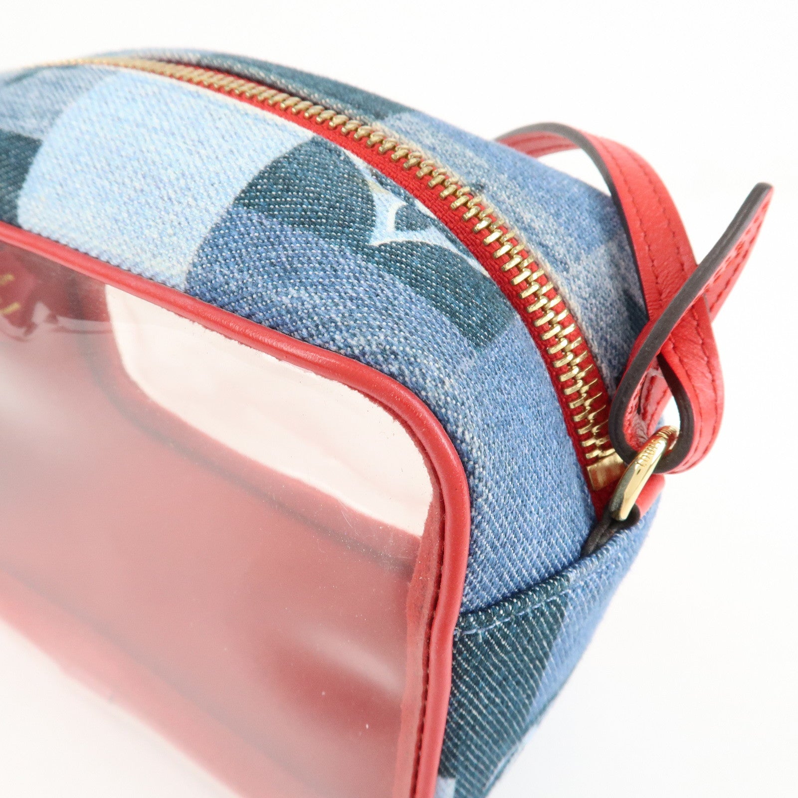 Louis Vuitton Monogram Denim Beach Shoulder Bag Red Blue M68765 Used