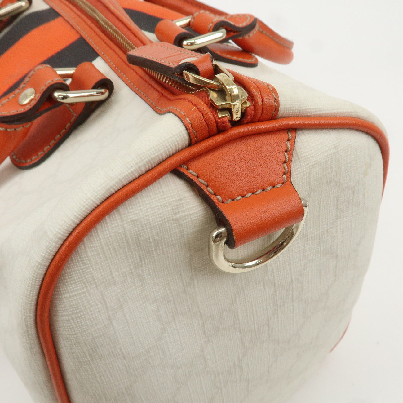 GUCCI Joyline GG Supreme Leather Boston Bag Orange Ivory 189895