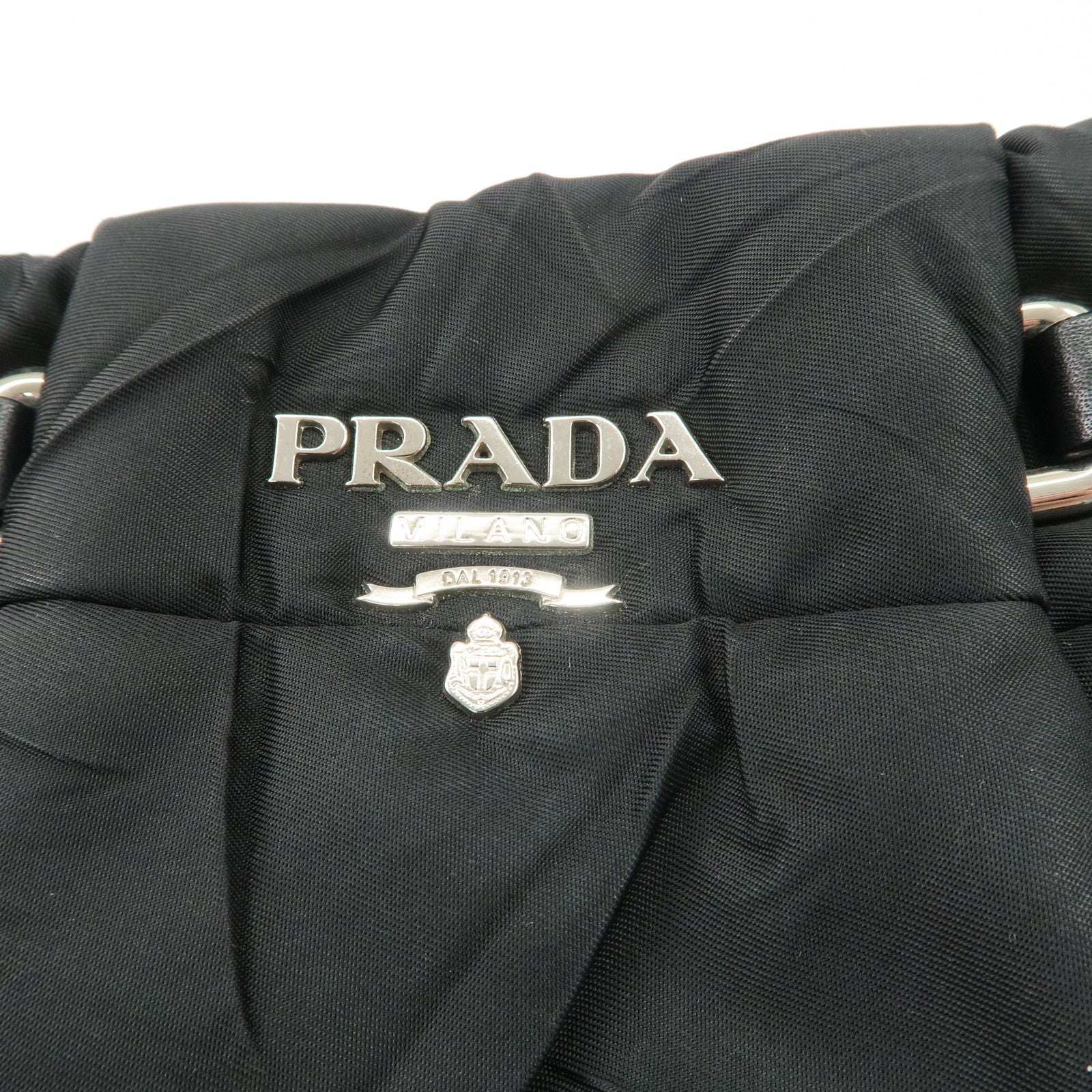 PRADA Crispy Nylon Leather Shoulder Bag Black BR3808 Used