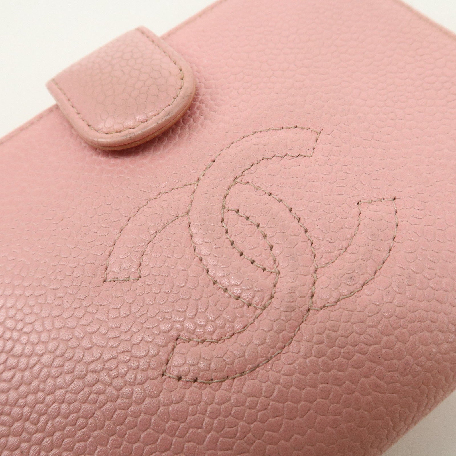 CHANEL Caviar Skin Coco Mark Bi-fold Small Wallet Pink A13497