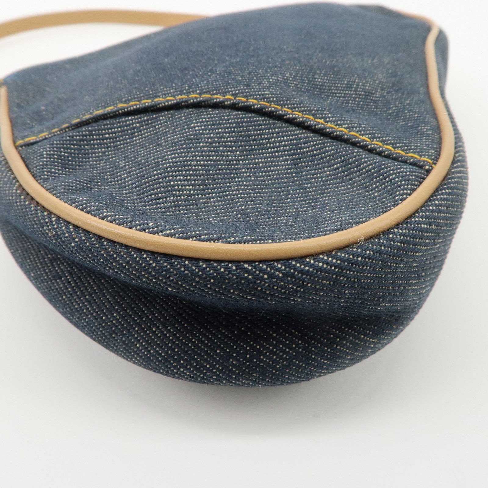 Christian Dior Denim Leather Saddle Pouch SHoulder Bag Blue Beige