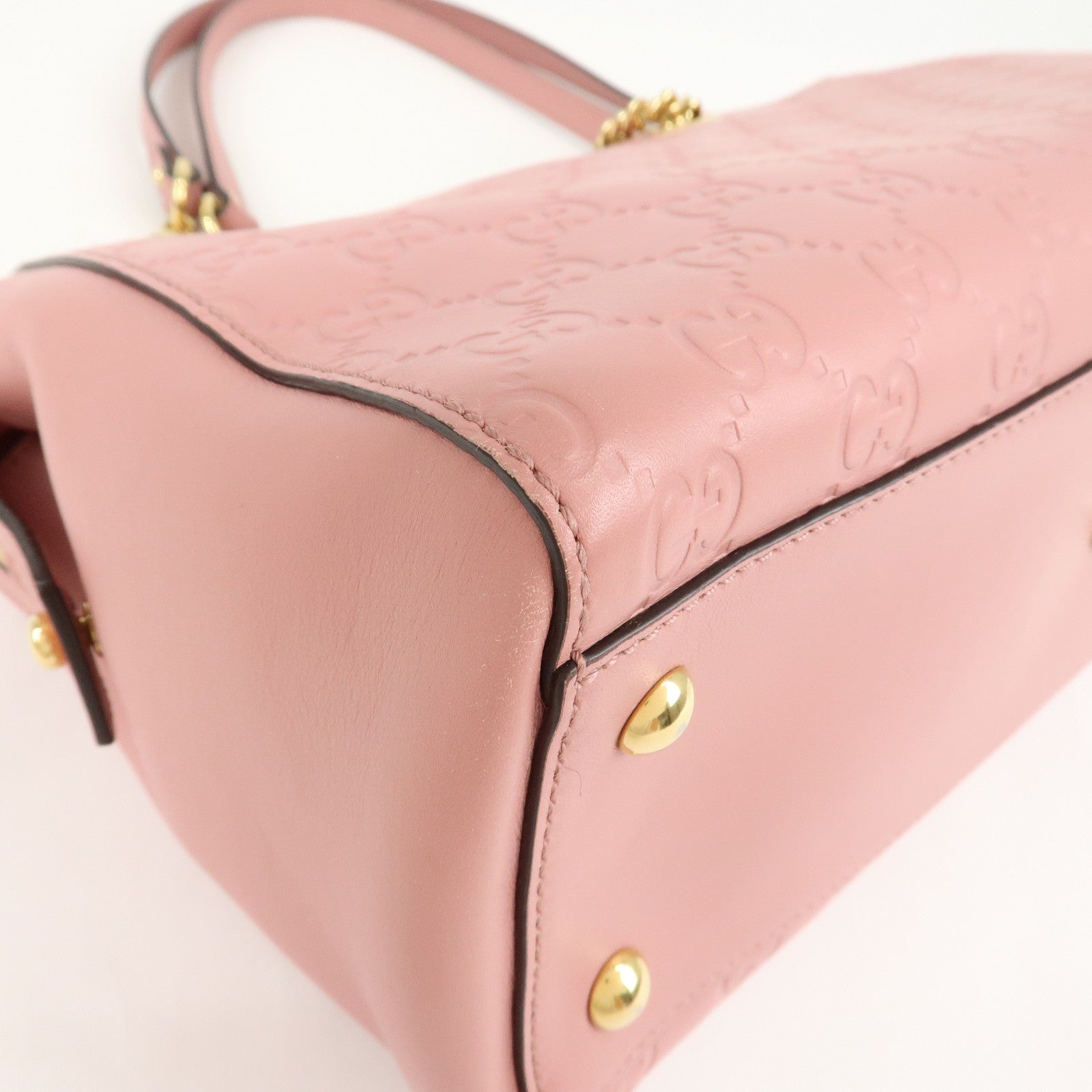 GUCCI Guccissima Leather Chain Tote Bag Shoulder Bag Pink 453773