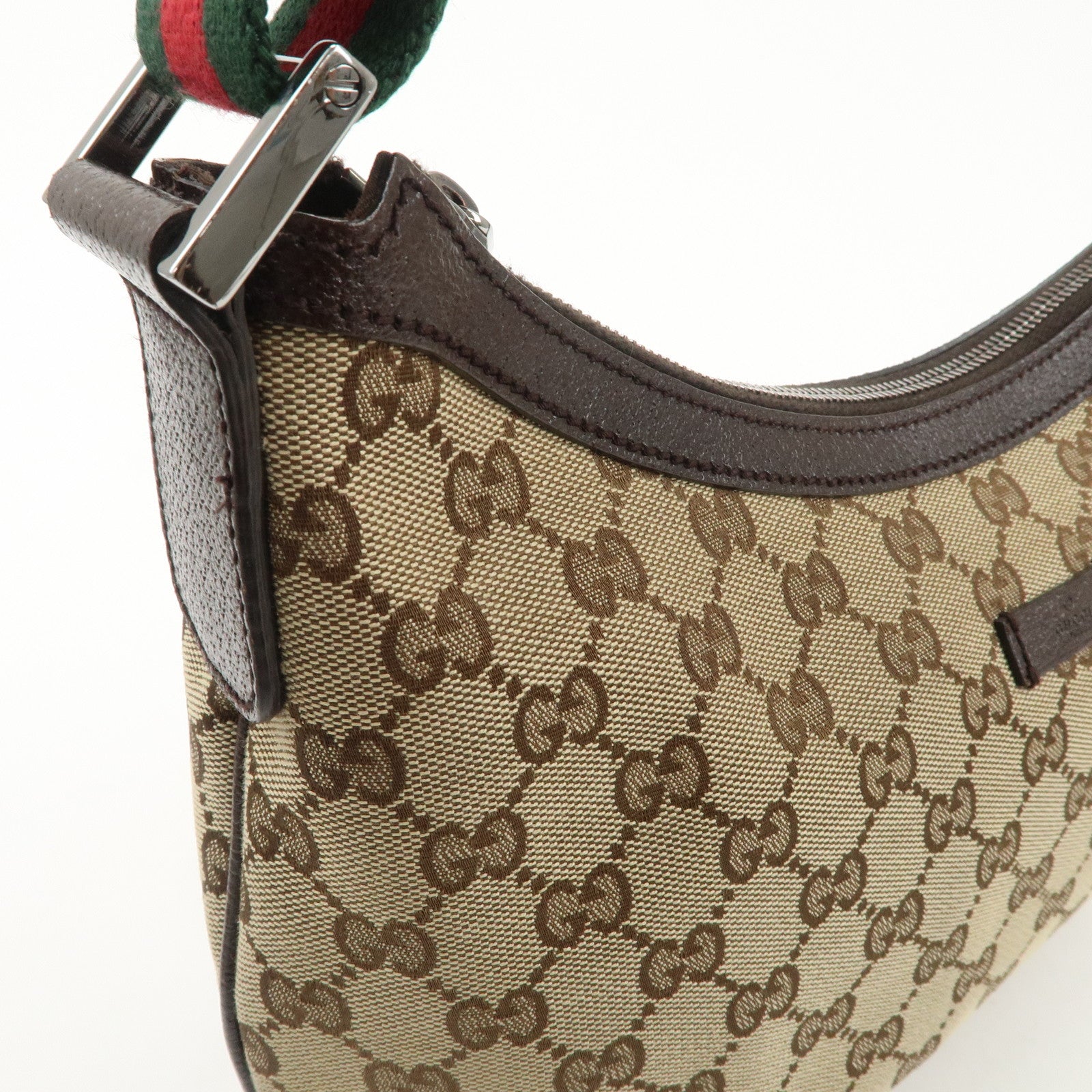 GUCCI GG Canvas Leather Shoulder Bag Beige Brown 181092 Used