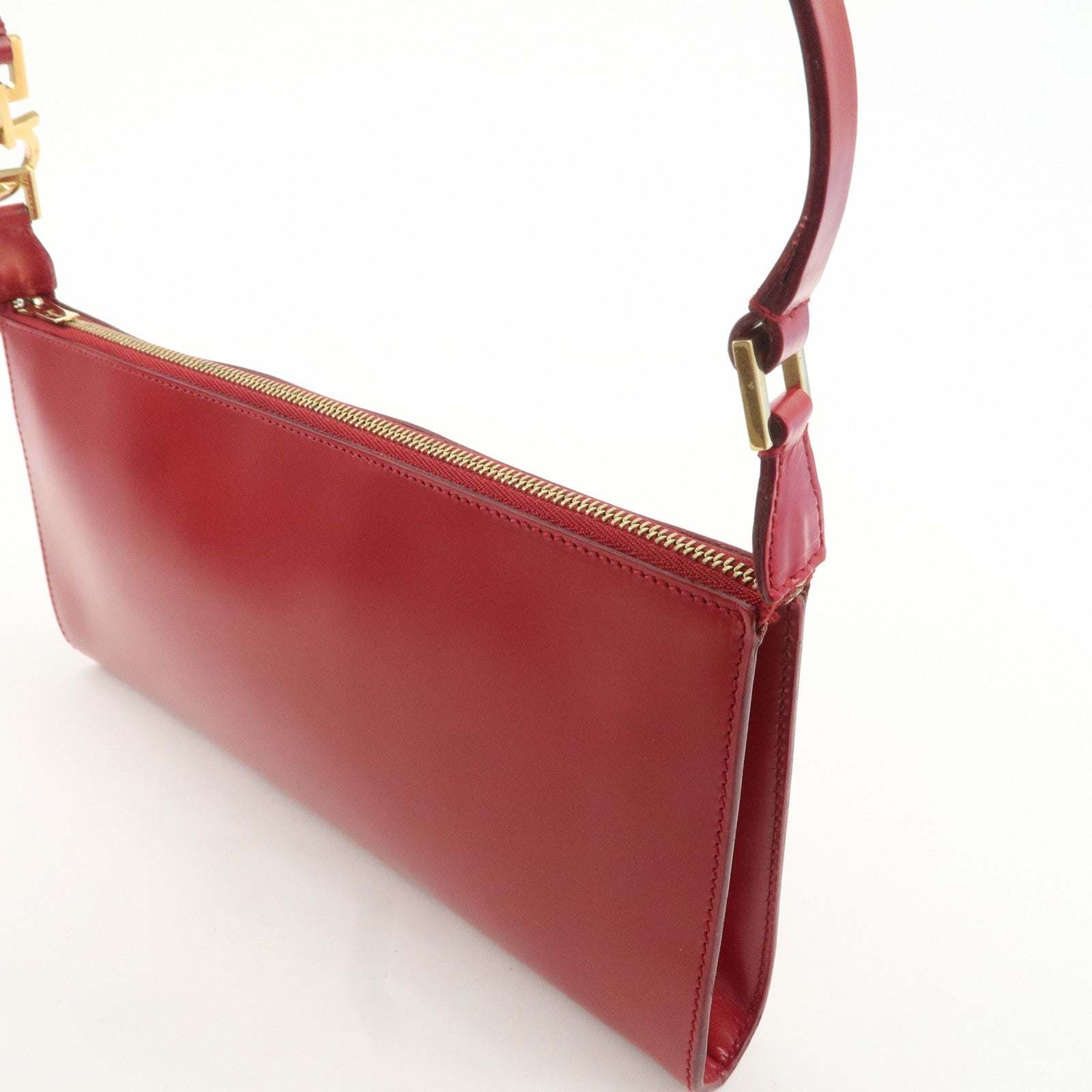 Ferragamo Gancini Leather Semi Shoulder Bag Red Used