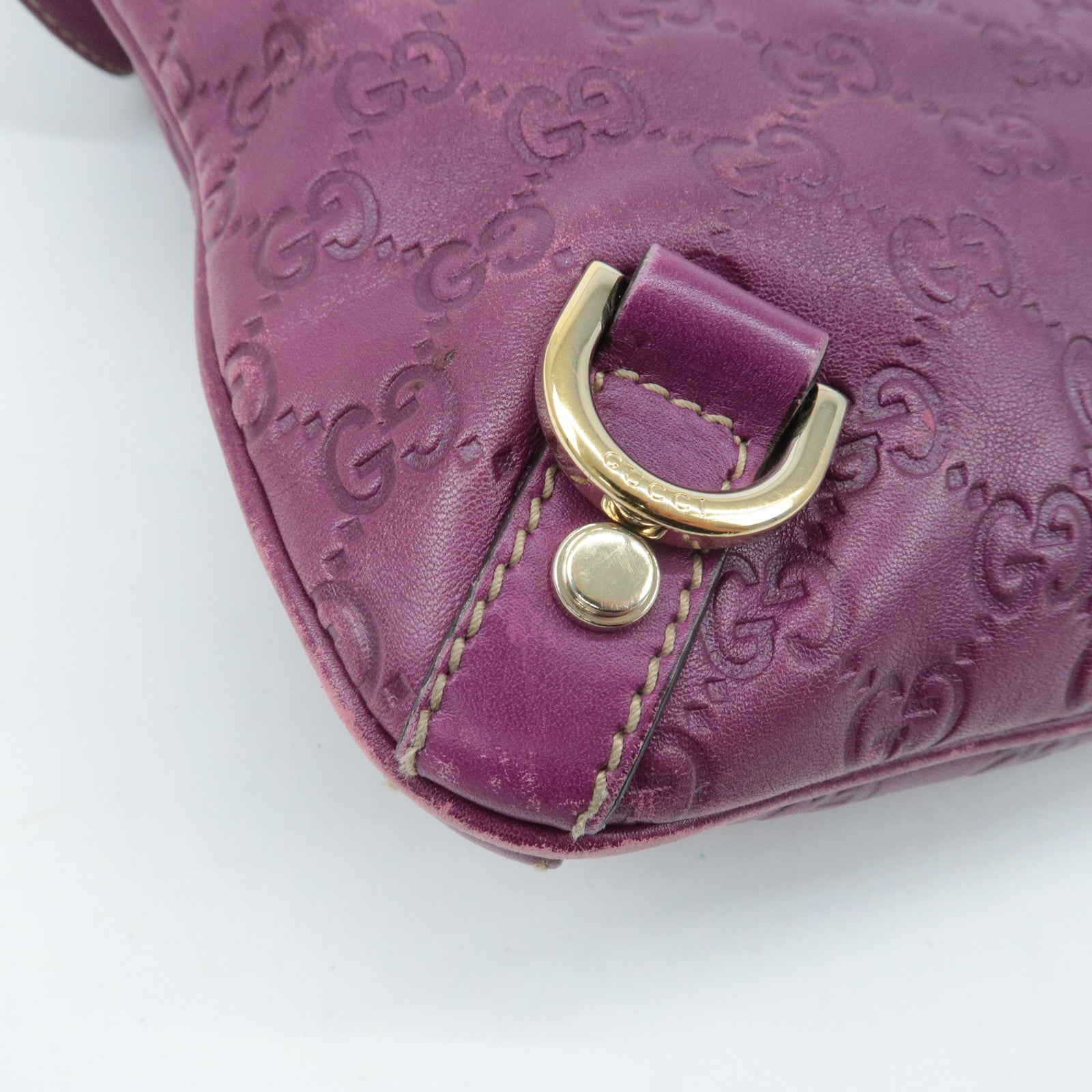 GUCCI Abbey Guccissima Leather Shoulder Bag Purple 131326 Used