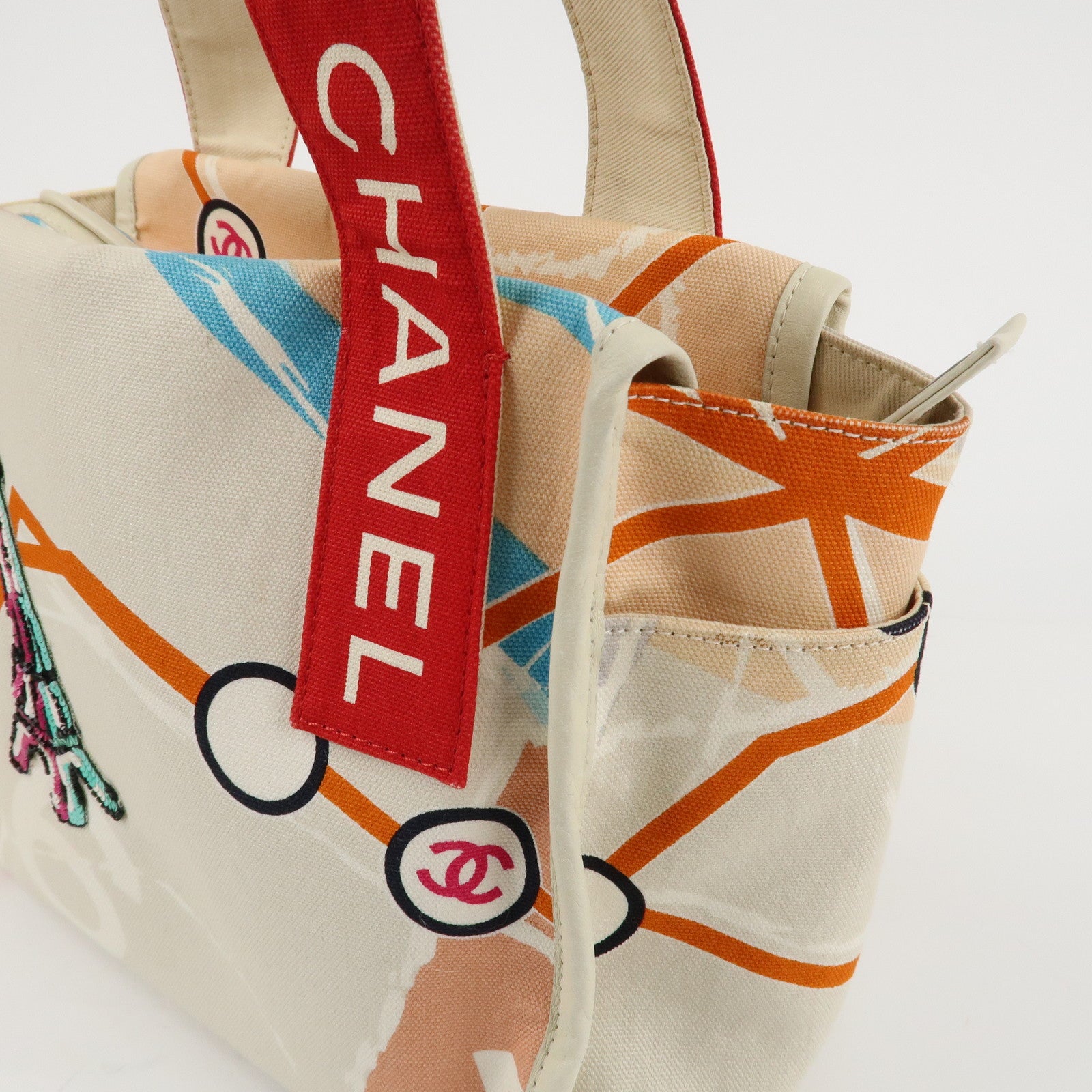 CHANEL Cruise Line Canvas Spangle Paris Map Tote Bag A30833