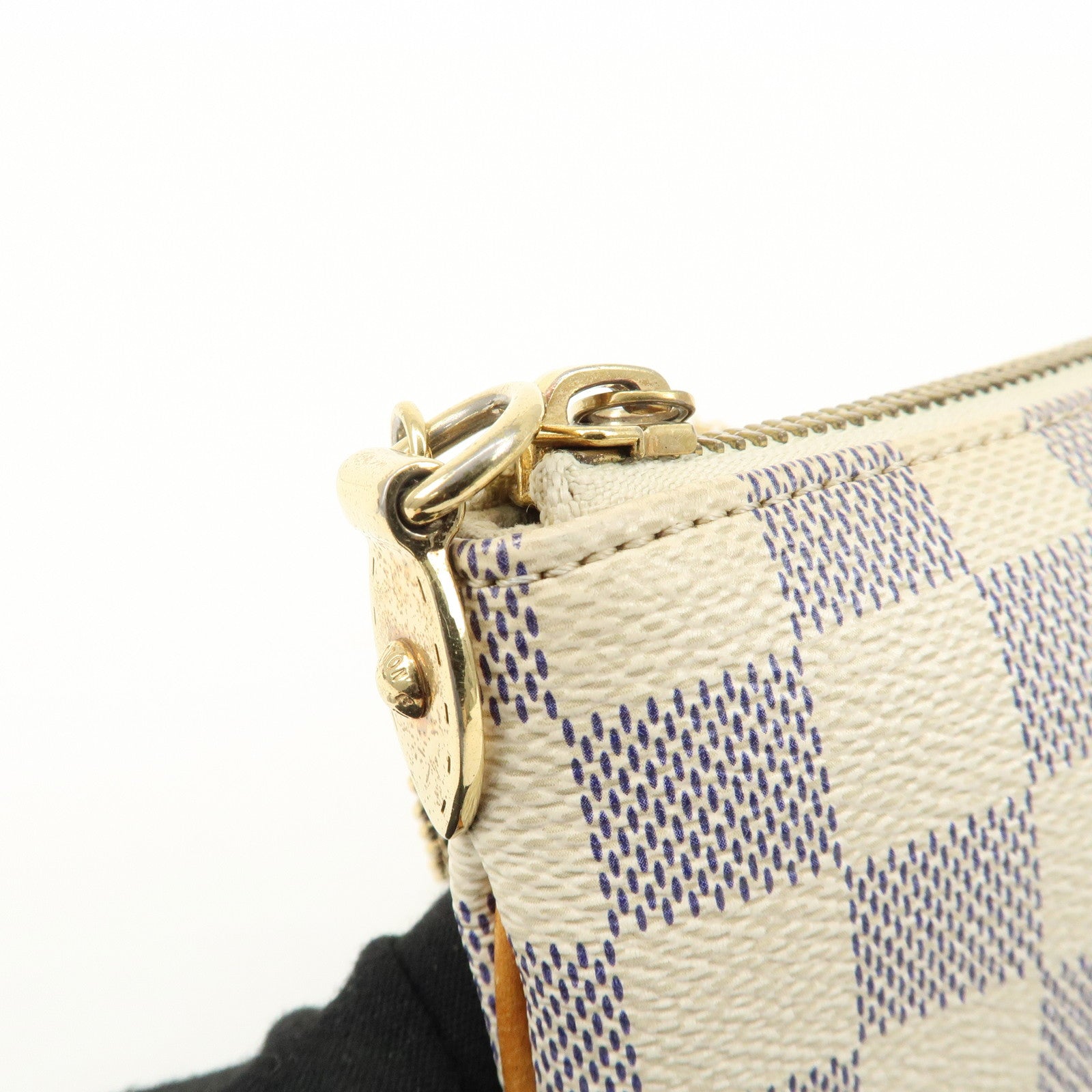 Louis Vuitton Damier Azur Pochette Milla MM Mini Pouch N60027 Used