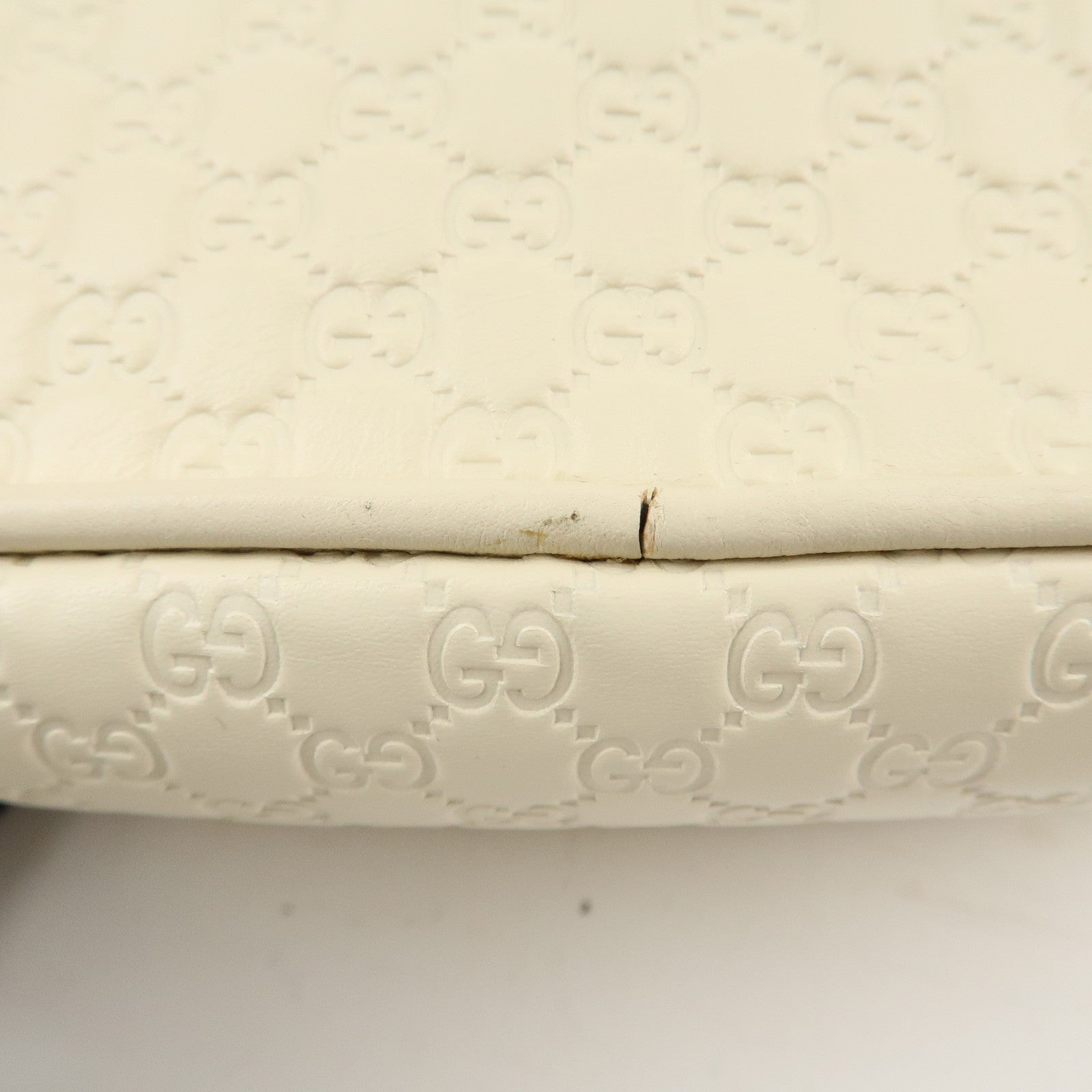 GUCCI Micro Guccissima Leather 2WAY Bag Hand Bag Ivory 449654