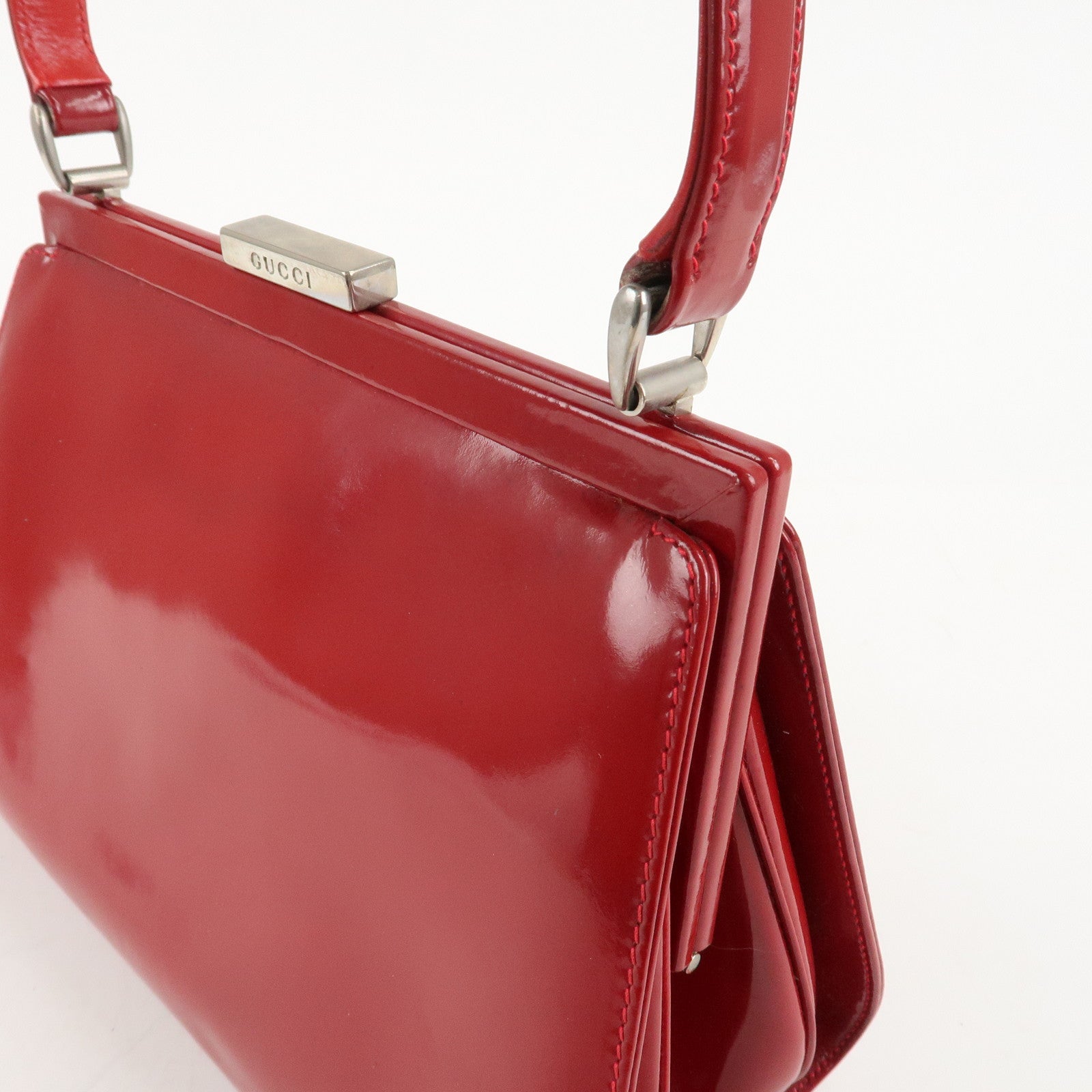 GUCCI Patent Leather Shoulder Bag Hand Bag Red 000 781 0301 Used