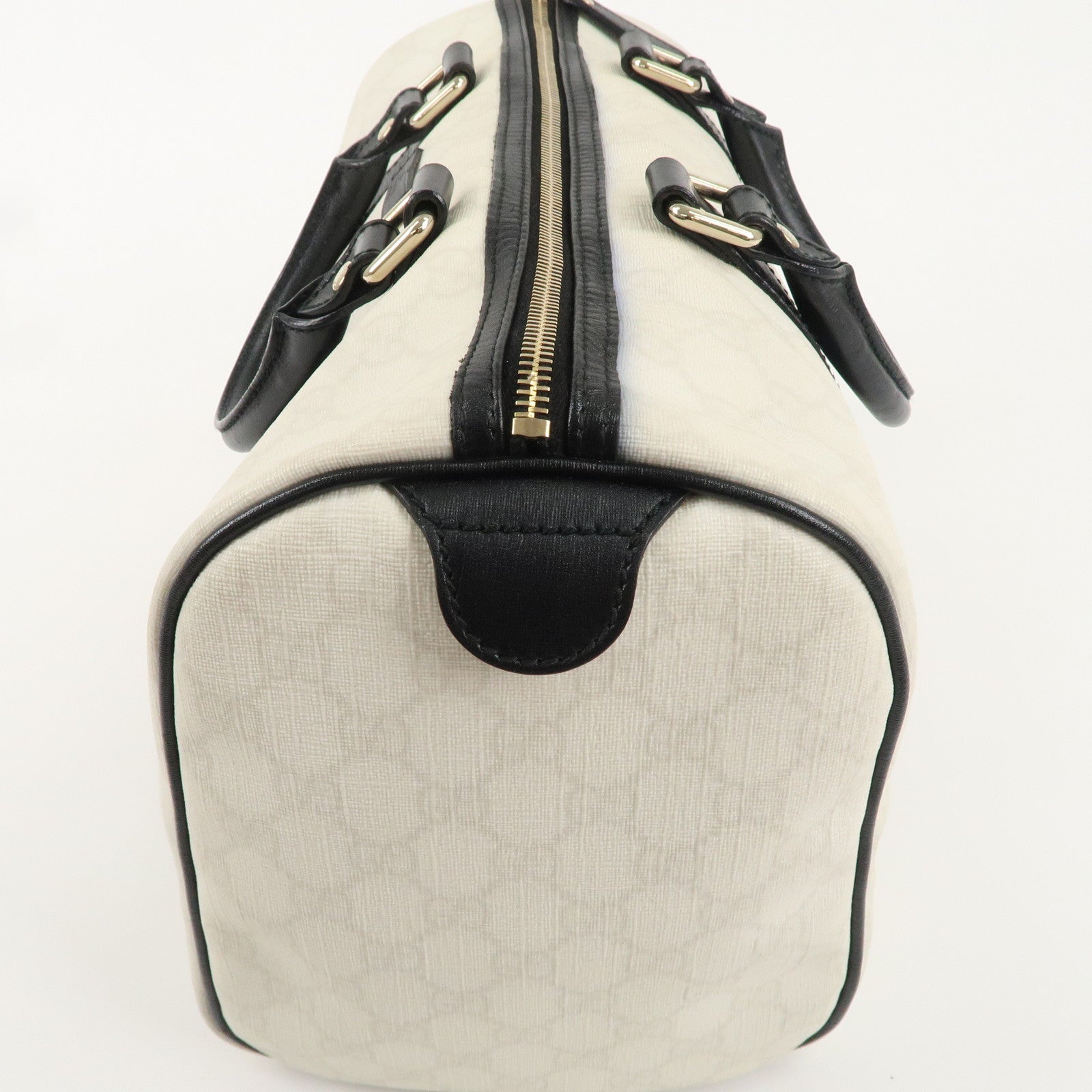 GUCCI GG Supreme Leather Boston Bag White Black 193603