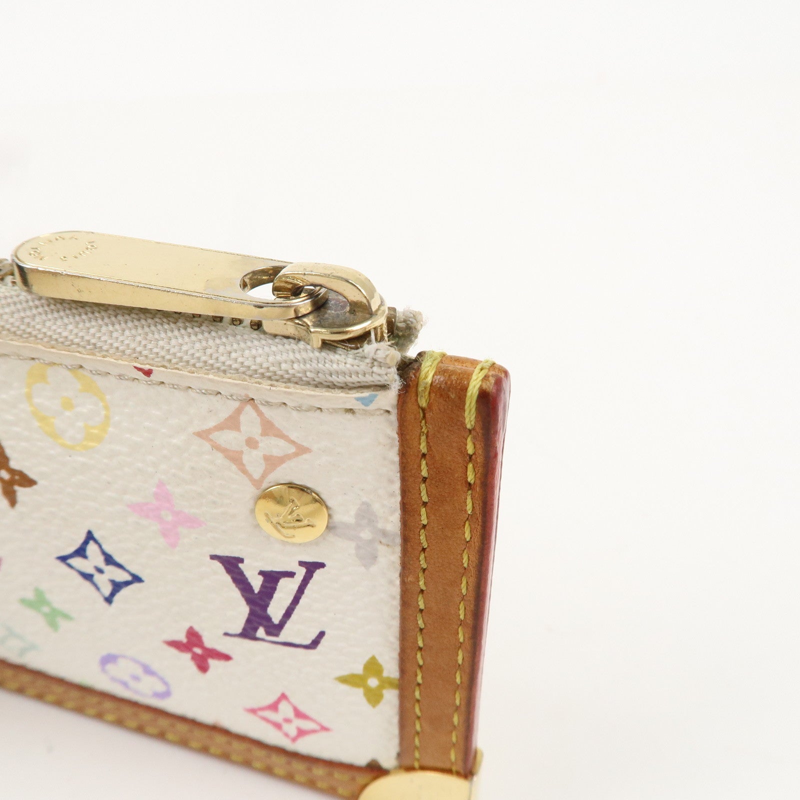 Louis Vuitton Monogram Multicolor Pochette Cles Blanc M92655