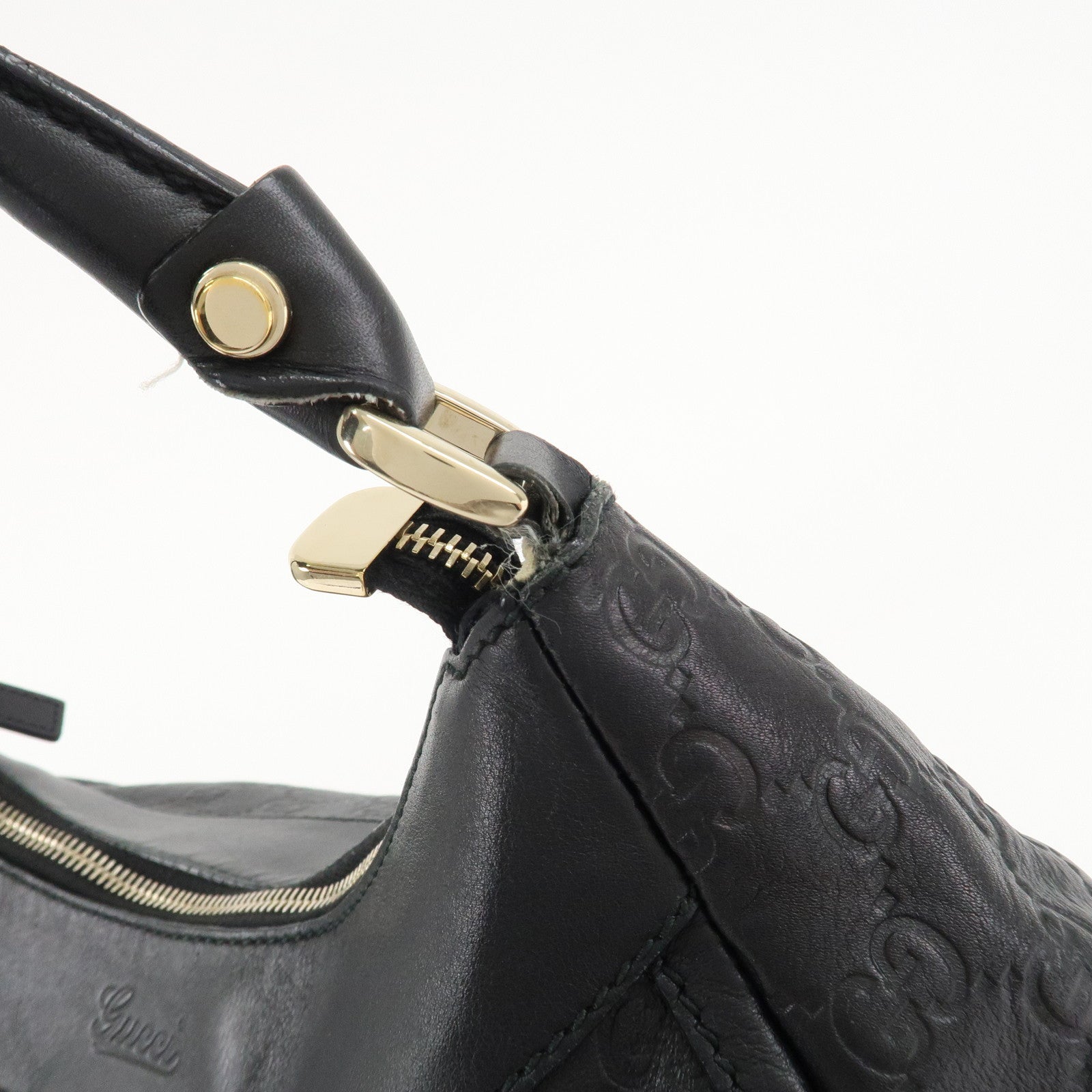 GUCCI Abbey Guccissima Leather Shoulder Bag Black 189833 Used