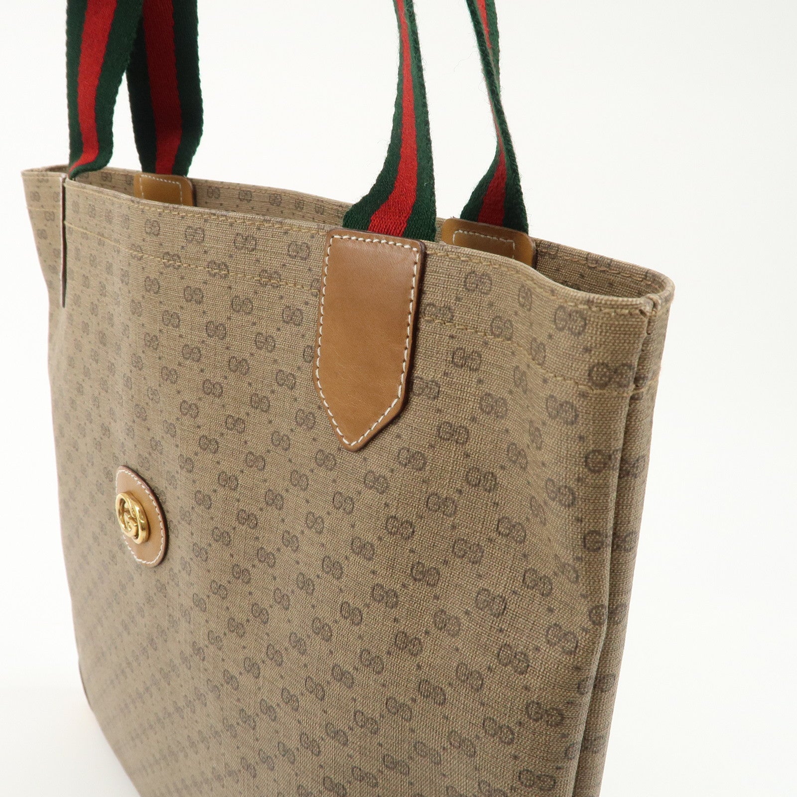 GUCCI Micro GG Sherry PVC Leather Tote Bag Beige 002.63.0048