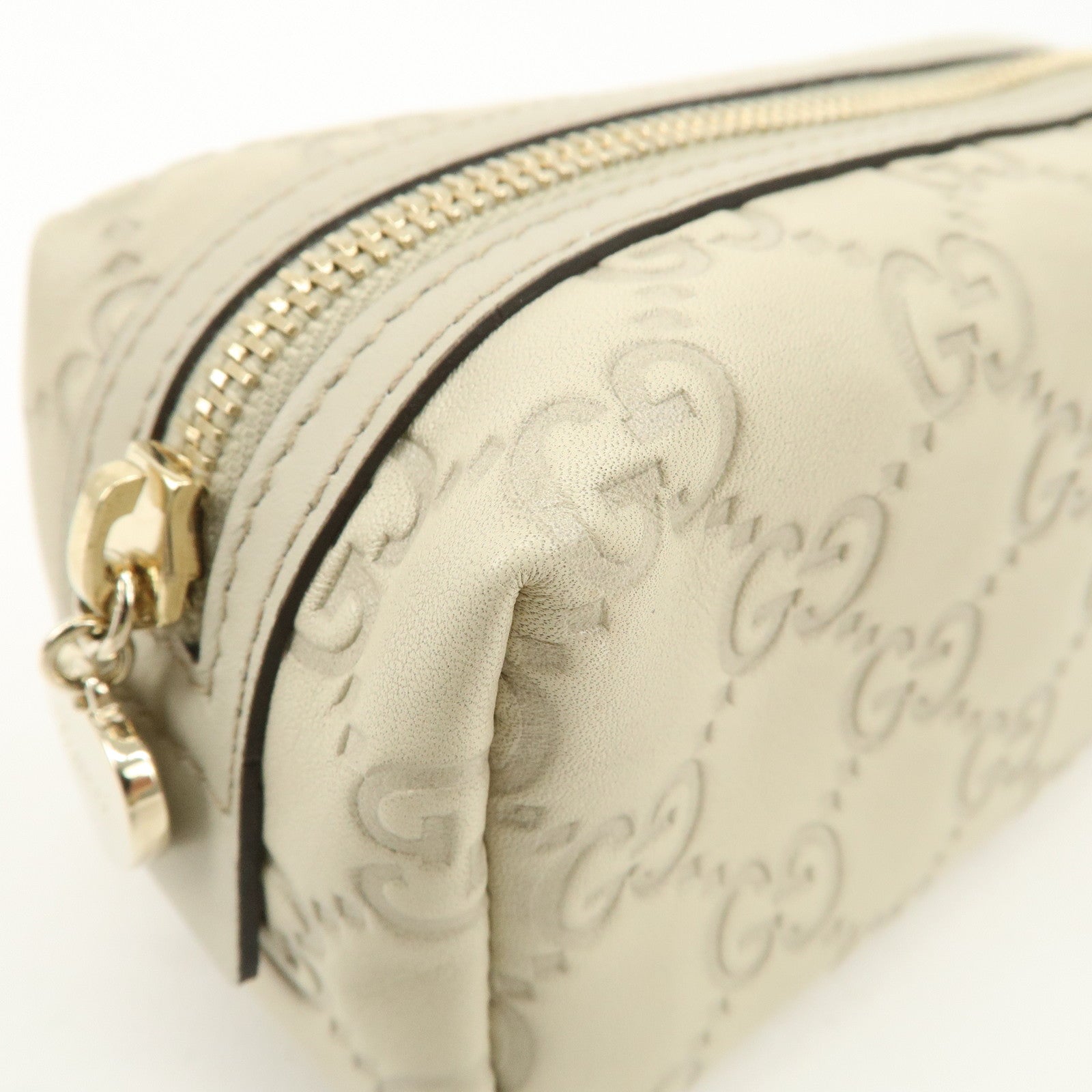 GUCCI Guccissima Leather Pouch Cosmetic Pouch Purse Ivory 153228 Used