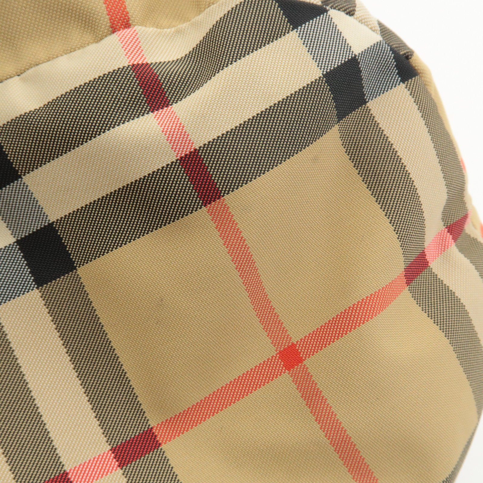 Burberry Nova Plaid Nylon Drawstring Bag Hand Bag Beige