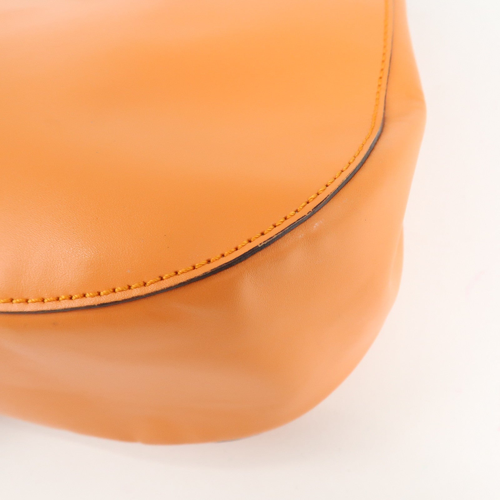 CELINE Leather Shoulder Bag Orange Used