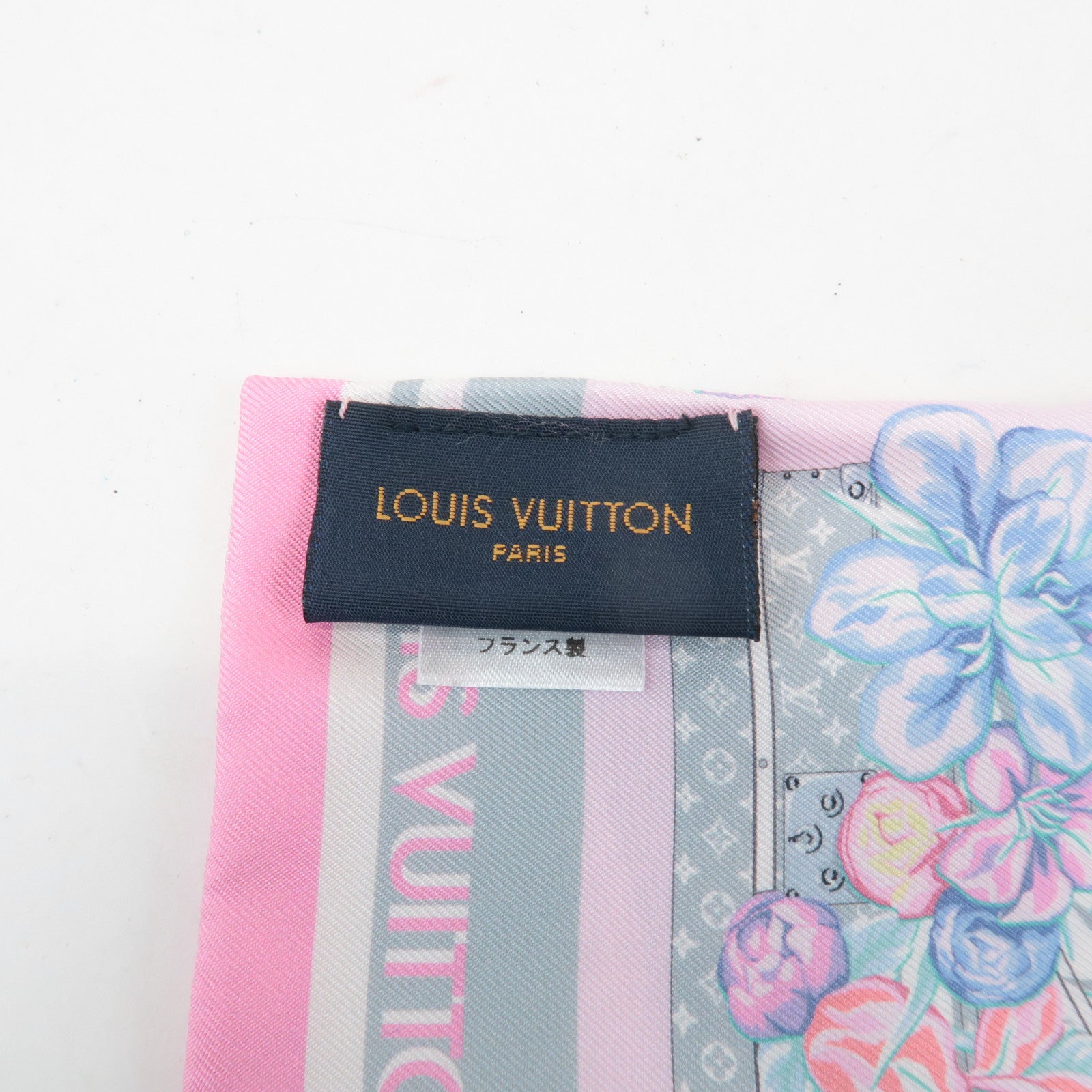 Louis Vuitton Bandeau Malfleur Scarf M76969 Pink Blue Used