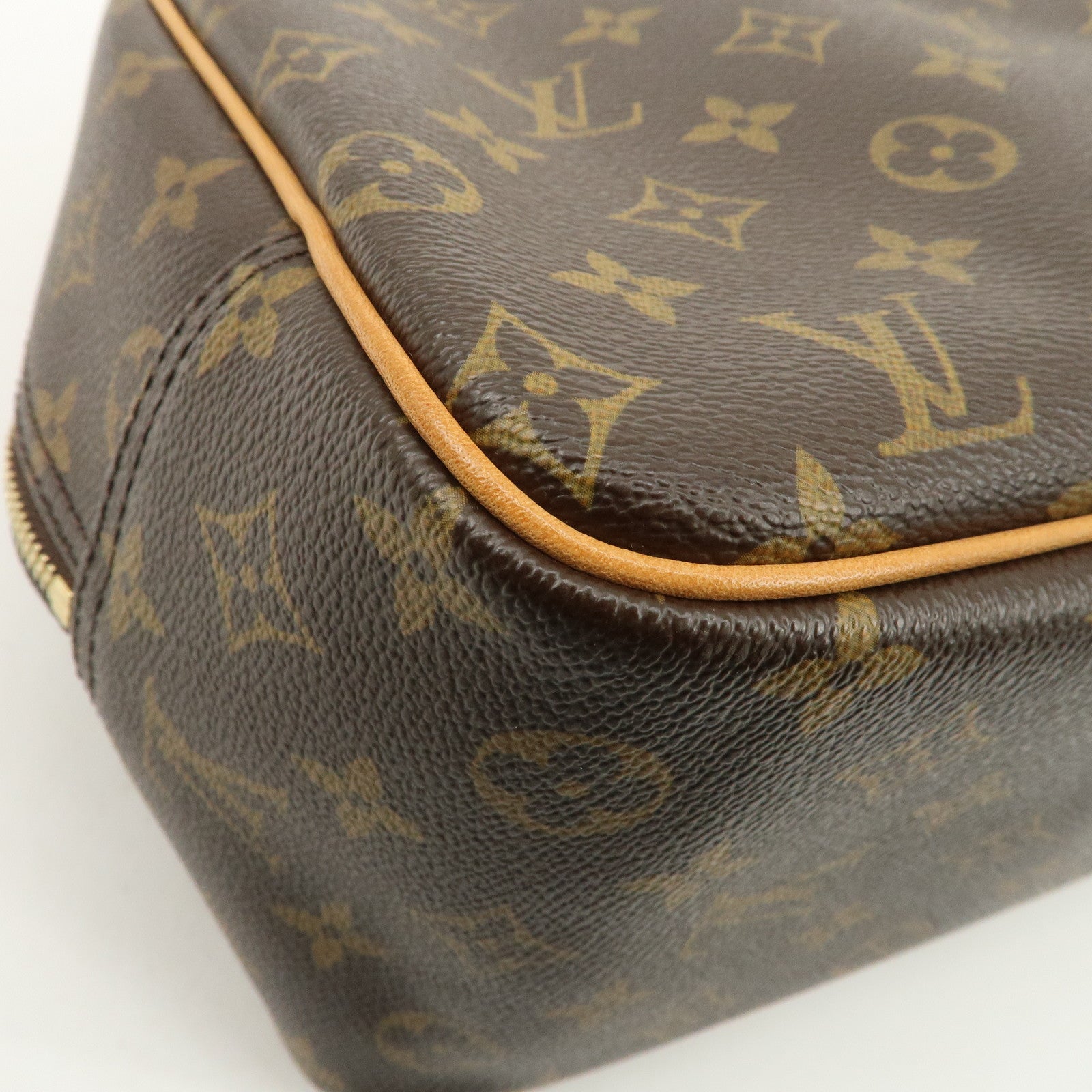 Louis Vuitton Monogram Deauville Hand Bag Brown M47270 Used