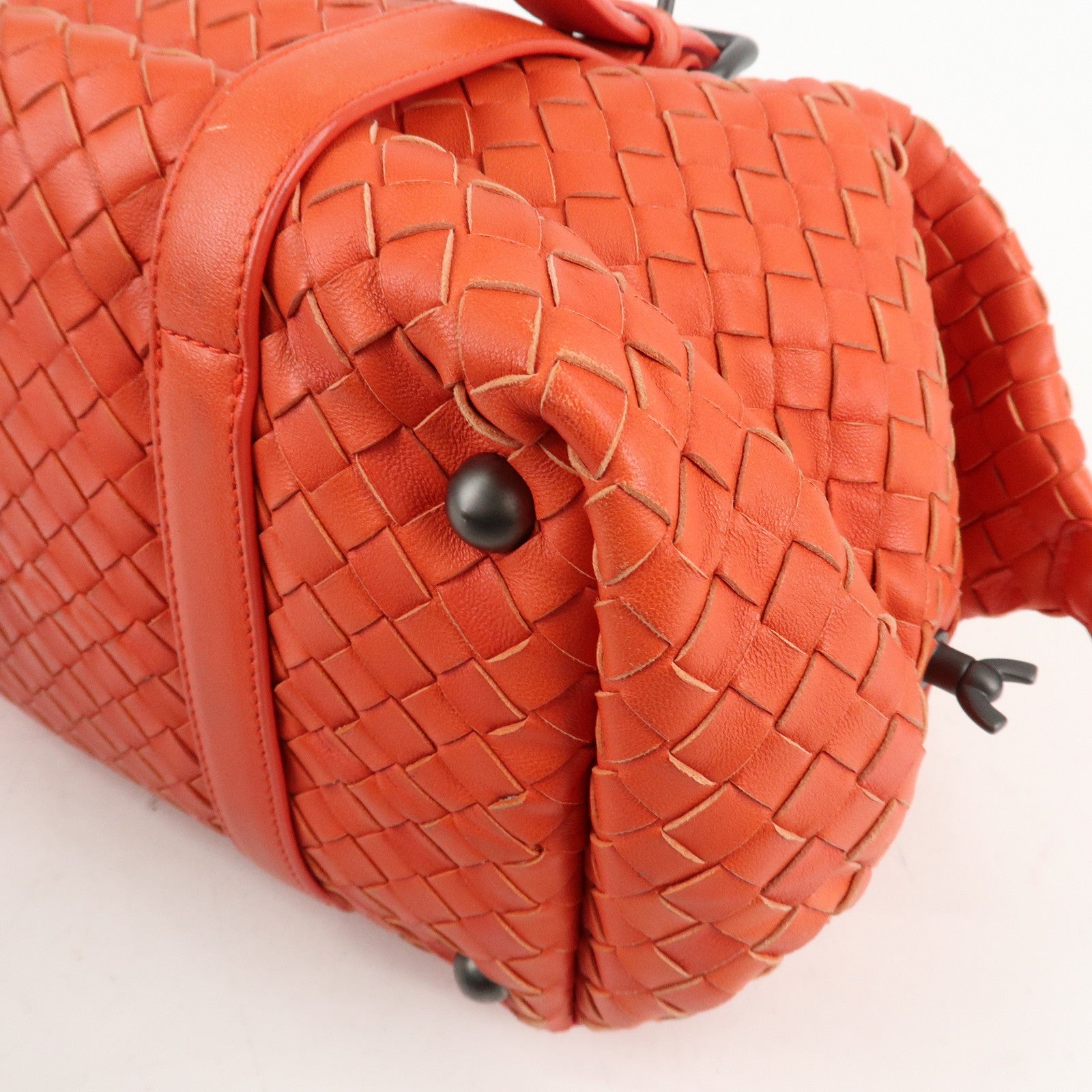 BOTTEGA VENETA Intrecciato Leather Boston Montaigne Bag Orange