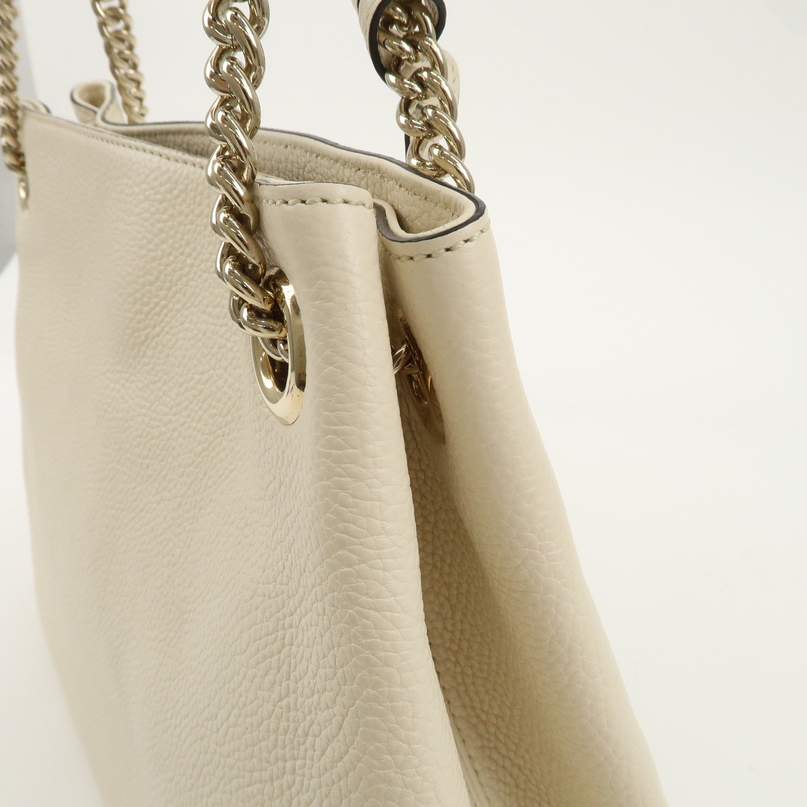 GUCCI SOHO Interlocking G Leather Chain Shoulder Bag Ivory 536196