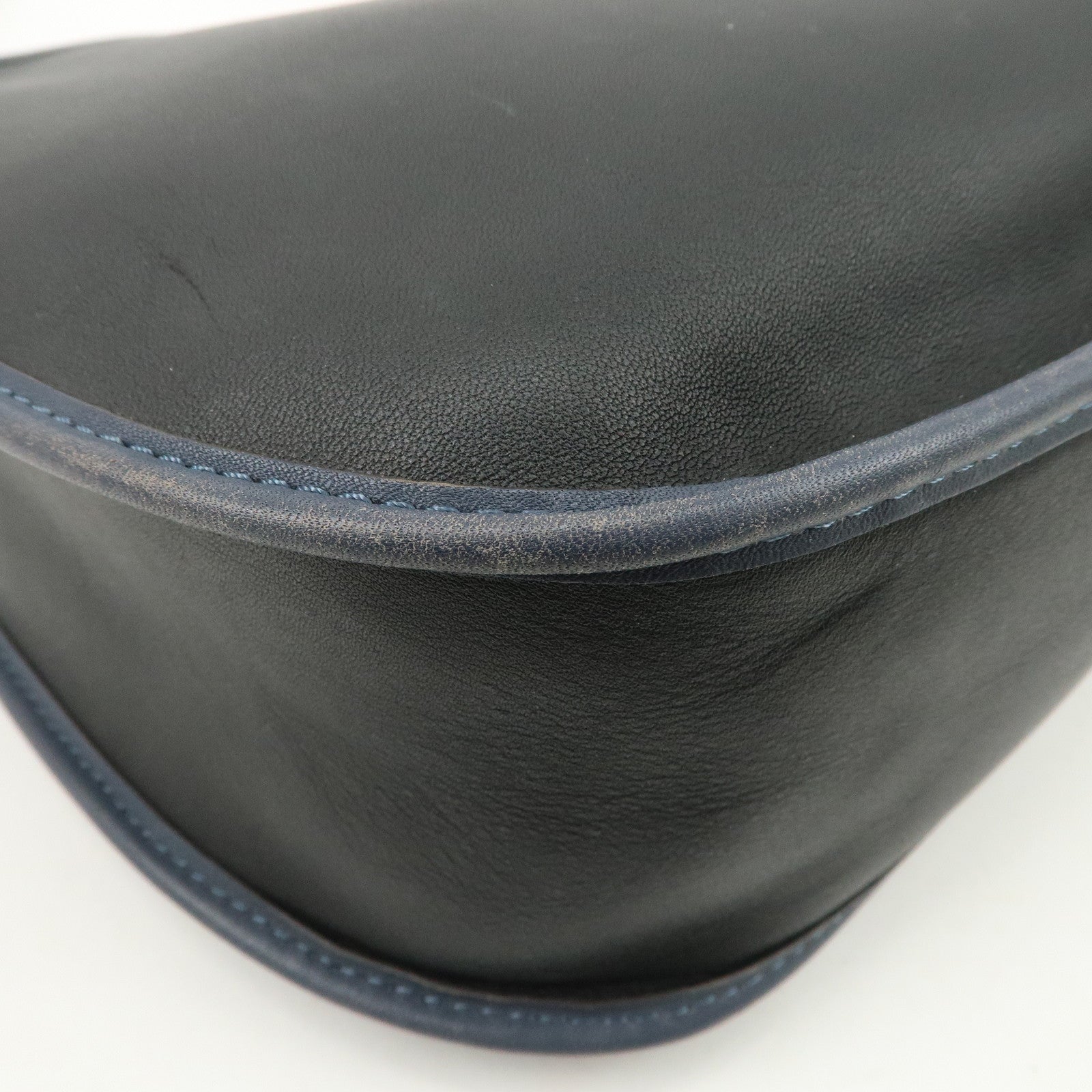 LOEWE Anagram Leather Sophia Shoulder Bag Black Navy Used