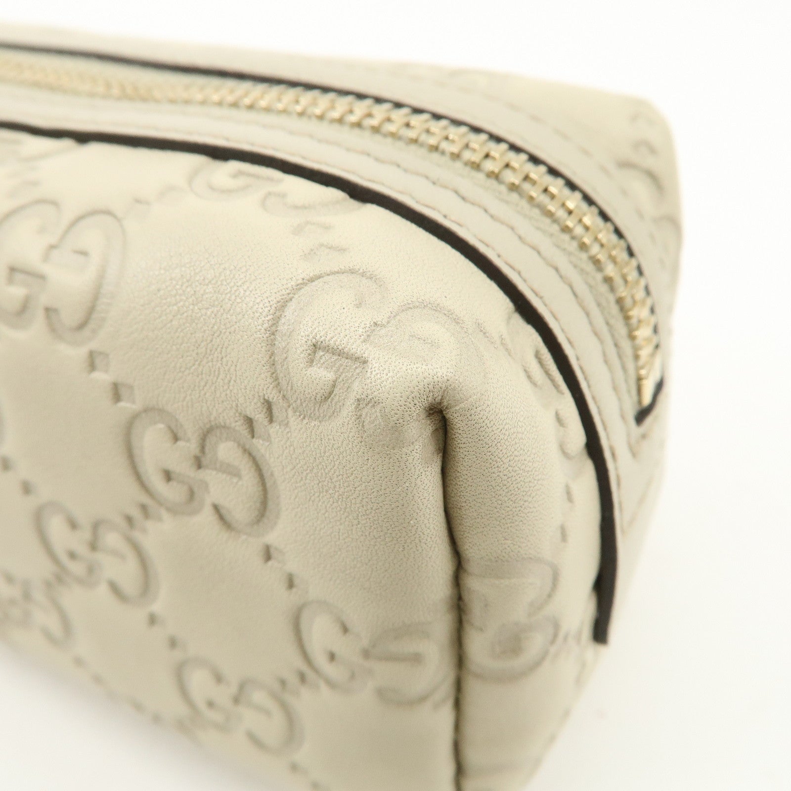 GUCCI Guccissima Leather Pouch Cosmetic Pouch Purse Ivory 153228 Used