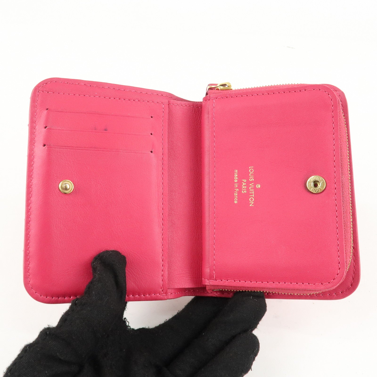 Louis Vuitton New Wave Leather Bi-Fold Compact Wallet Freesia Pink