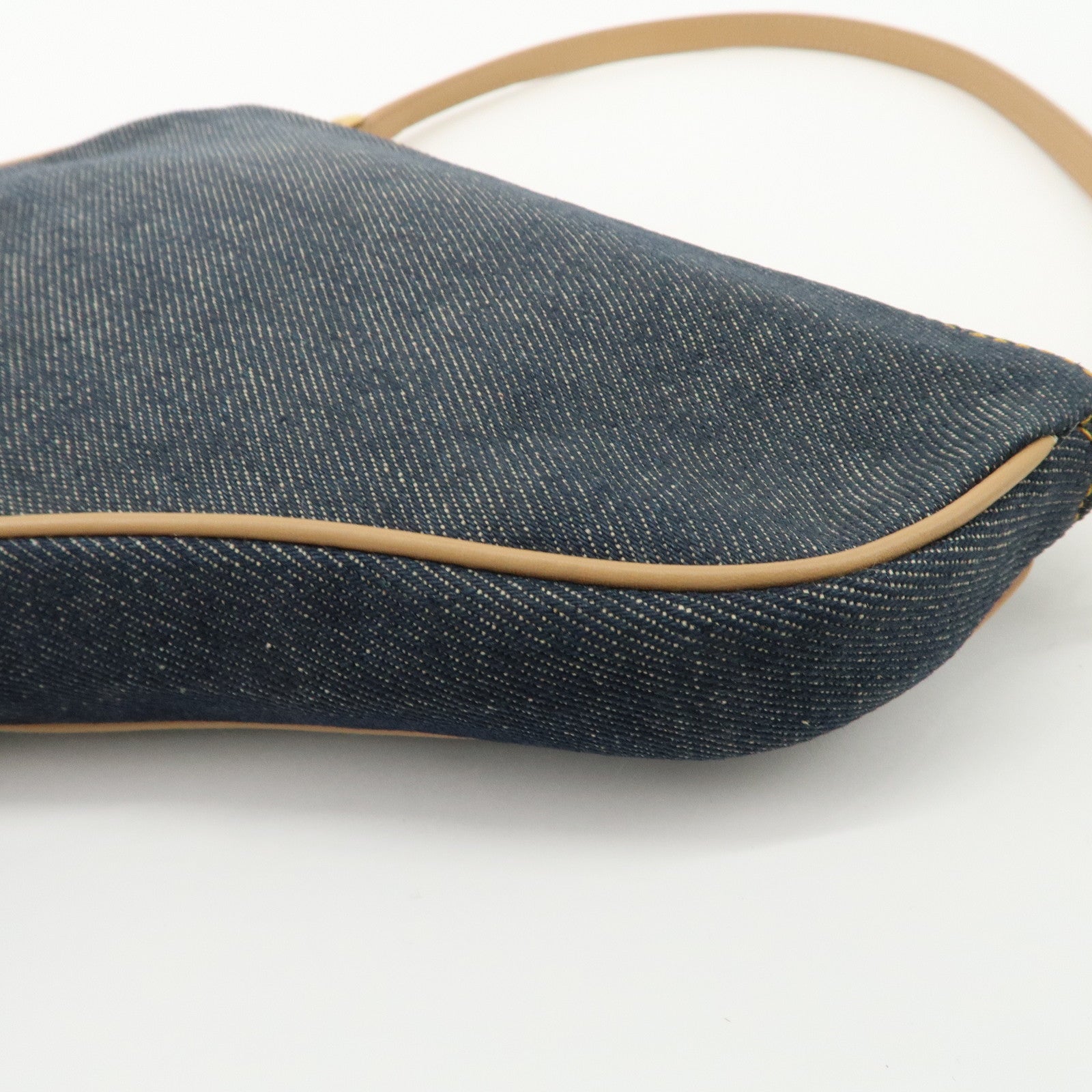 Christian Dior Denim Leather Saddle Pouch SHoulder Bag Blue Beige