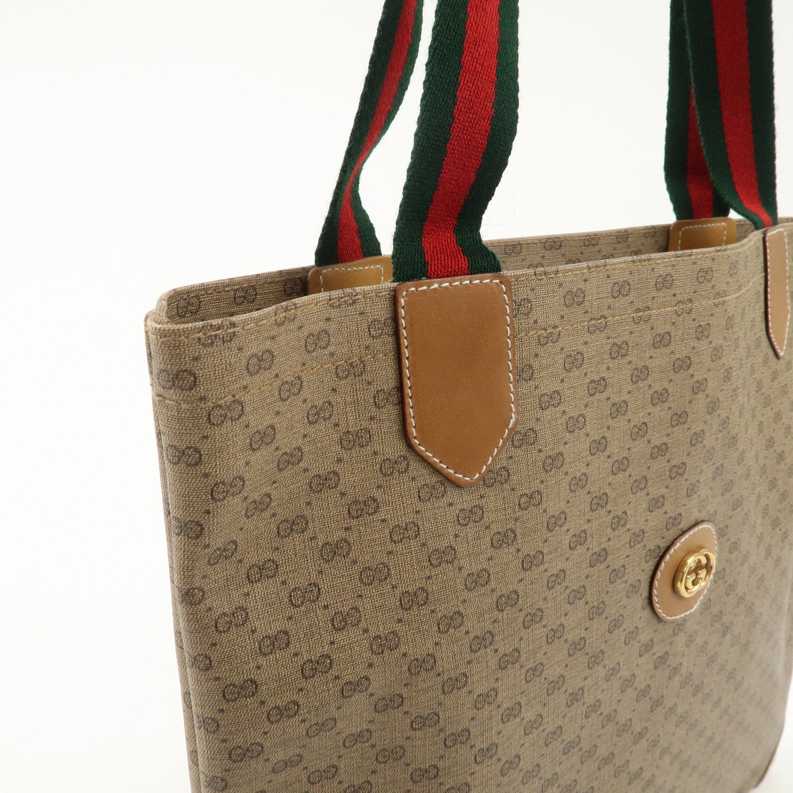 GUCCI Micro GG Sherry PVC Leather Tote Bag Beige 002.63.0048