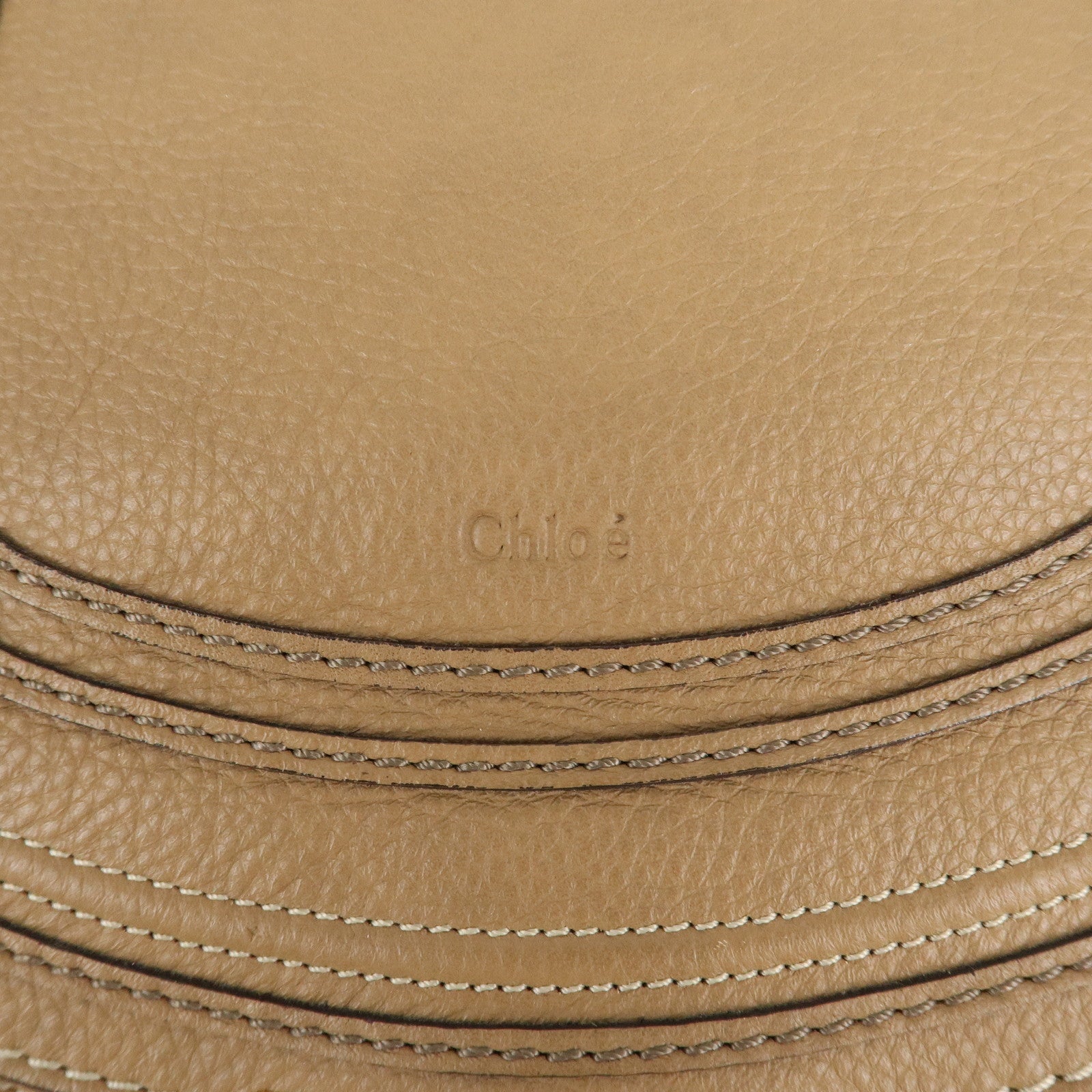 Chloe Marcie Leather Shoulder Bag Hand Bag Beige