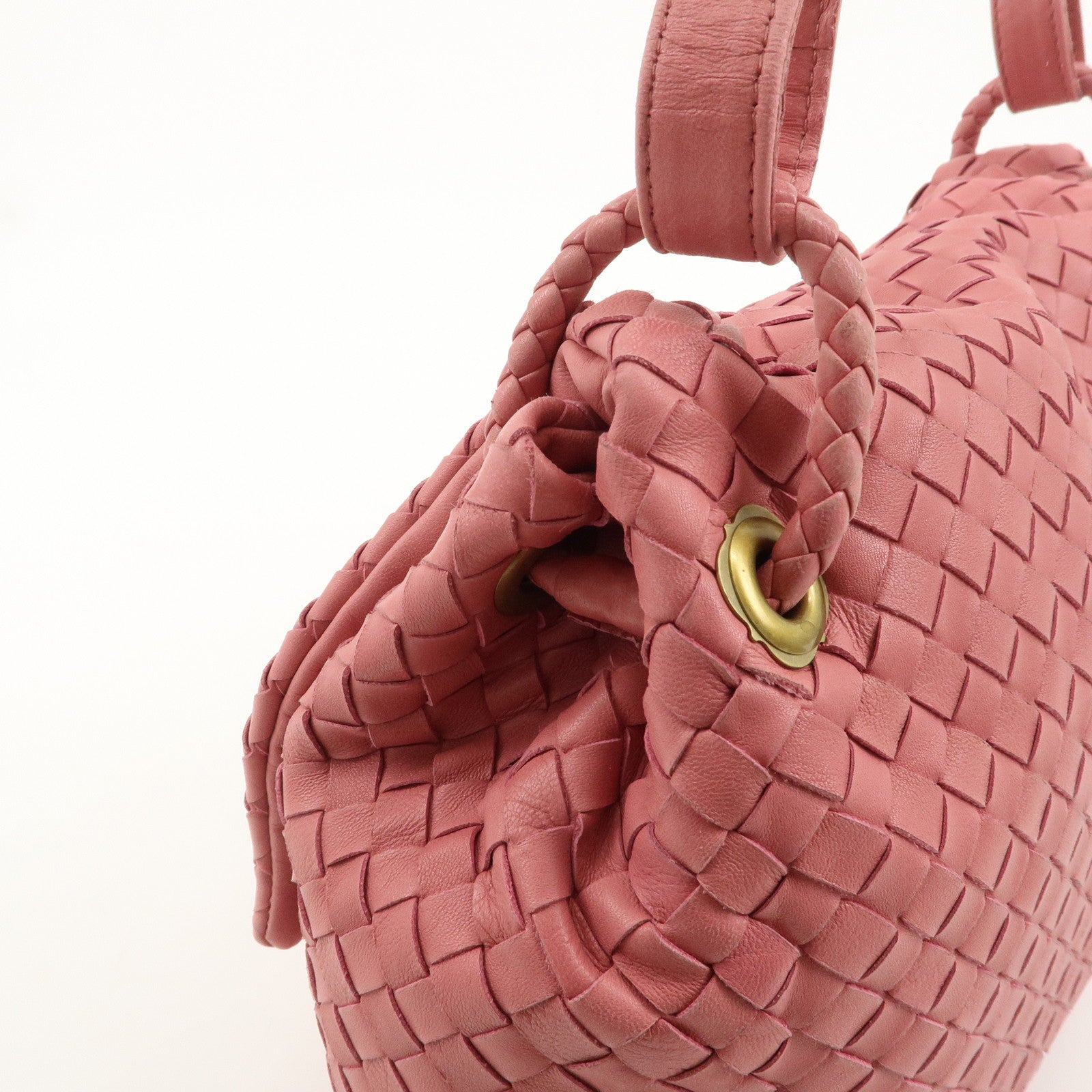 BOTTEGA VENETA Intrecciato Leather Shoulder Bag Pink 162117