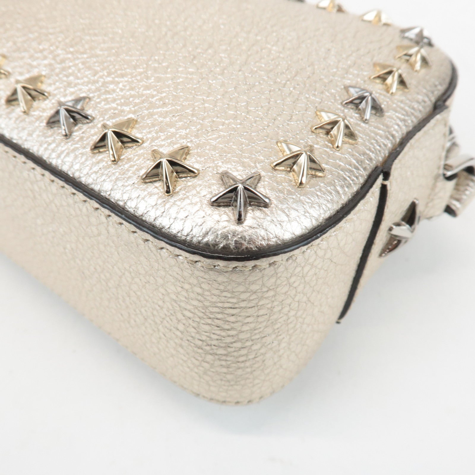 JIMMY CHOO Leather Studs Small Shoulder Bag Silver