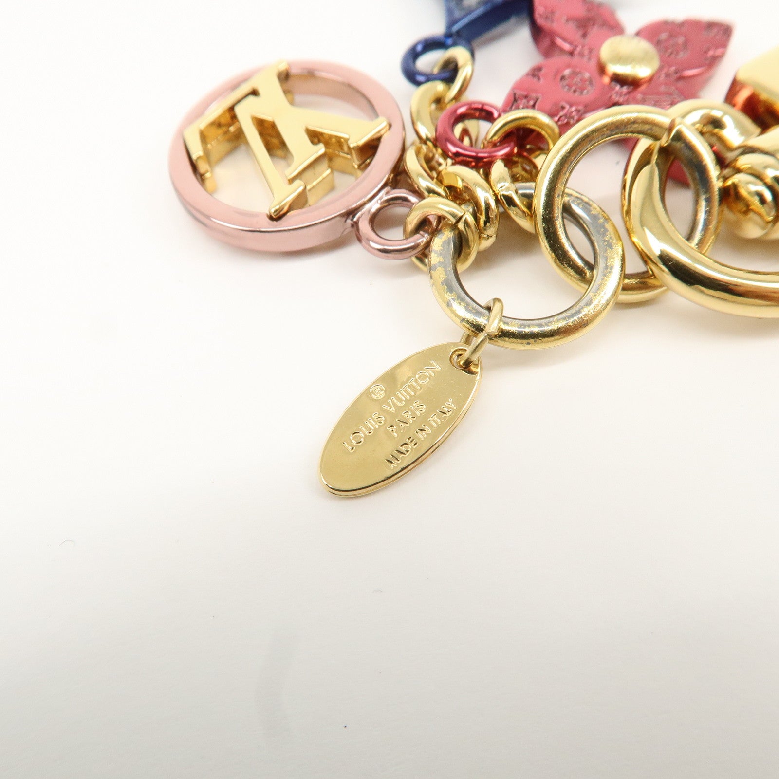 Louis Vuitton Porte Cles LV Nanogram Bag Charm Gold Pink M00560 Used