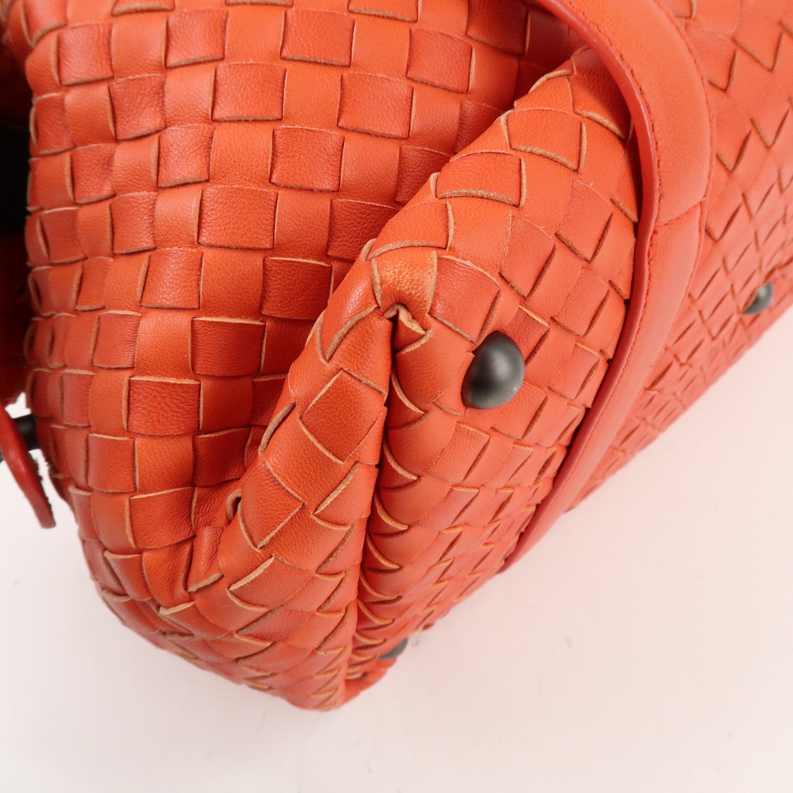 BOTTEGA VENETA Intrecciato Leather Boston Montaigne Bag Orange