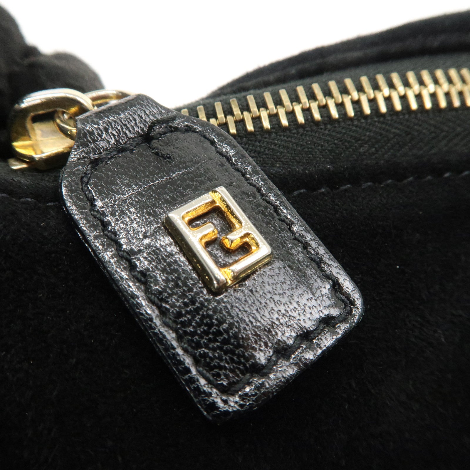 FENDI Suede Leather Shoulder Bag Hand Bag Gold HDW 26425 Used