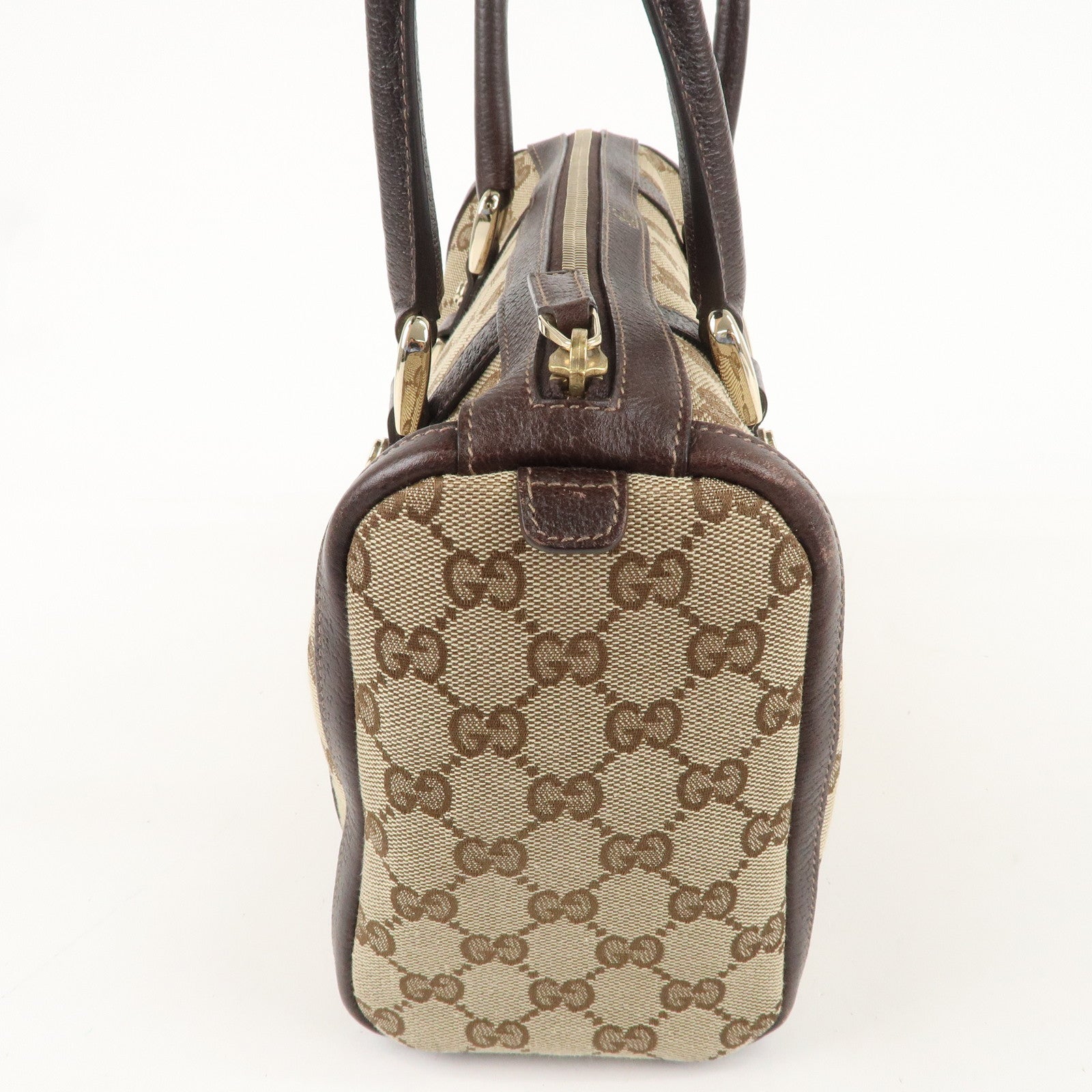 GUCCI Abbey GG Canvas Leather Mini Boston Bag Beige Ivory 130942