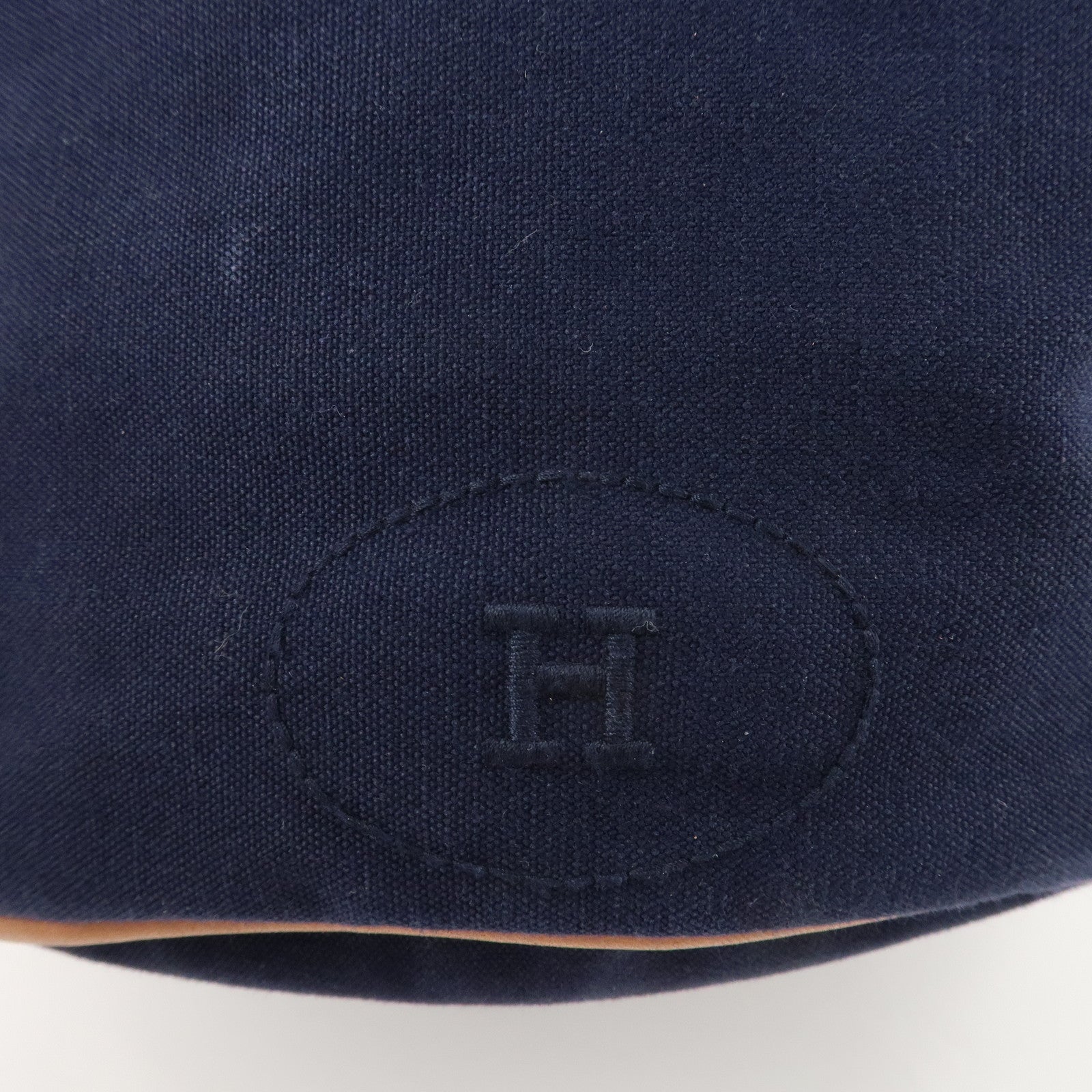 HERMES Canvas Leather Porochon Mimil GM Shoulder Bag Navy