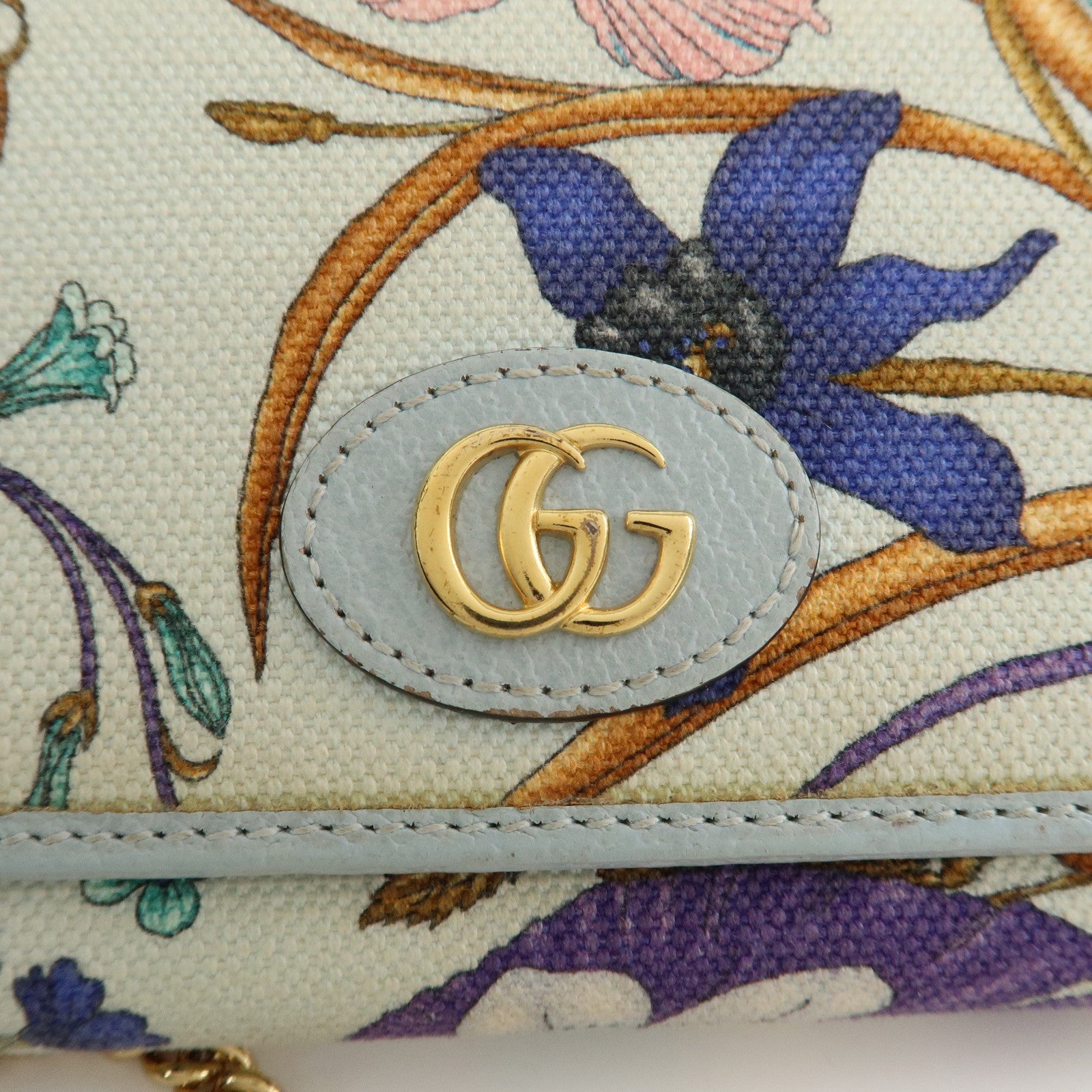 GUCCI Flora GG Marmont Canvas Leather Continental Wallet 577343 Used