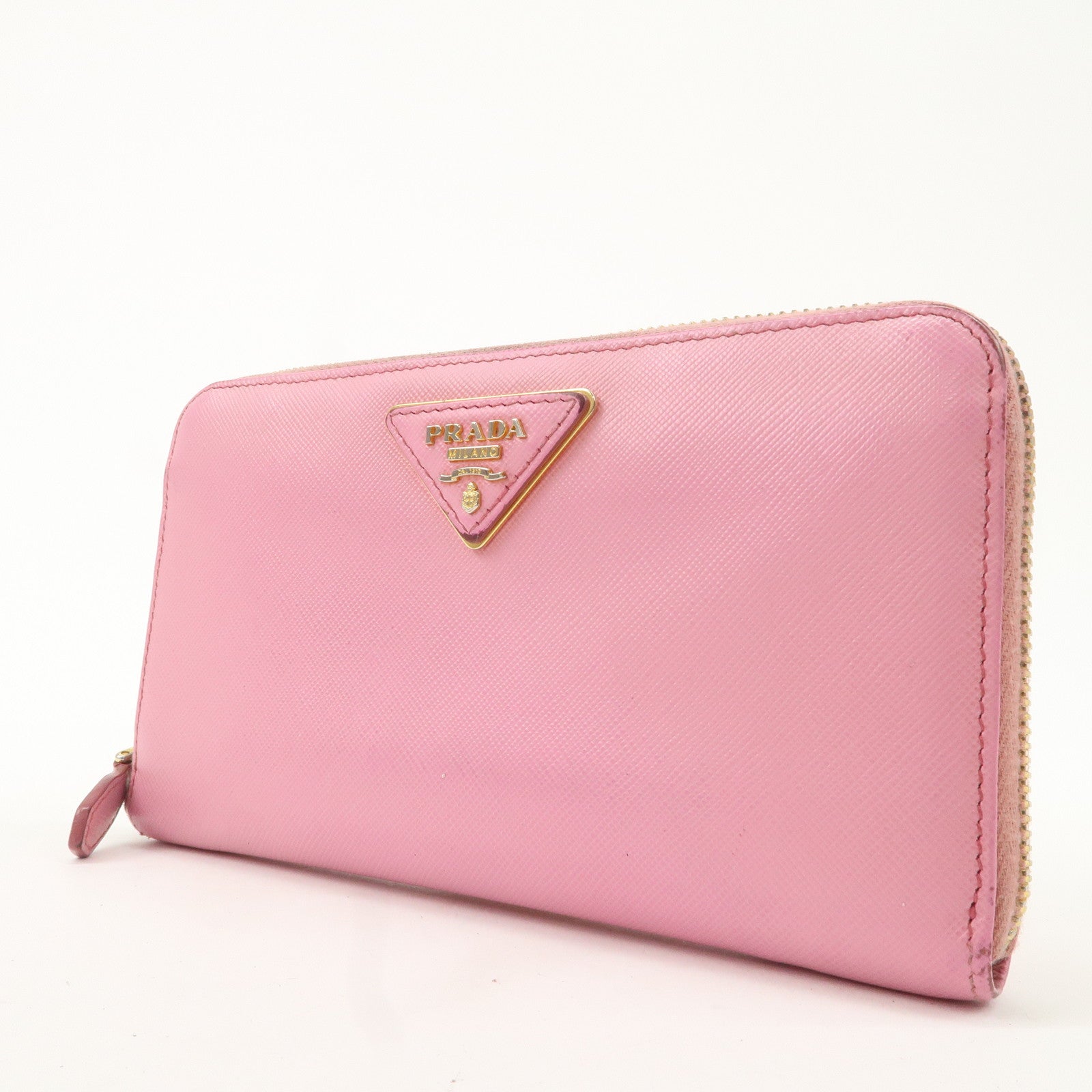 PRADA Saffiano Leather Set of 2 Long Wallet Pink 1MH132 1ML506 Used