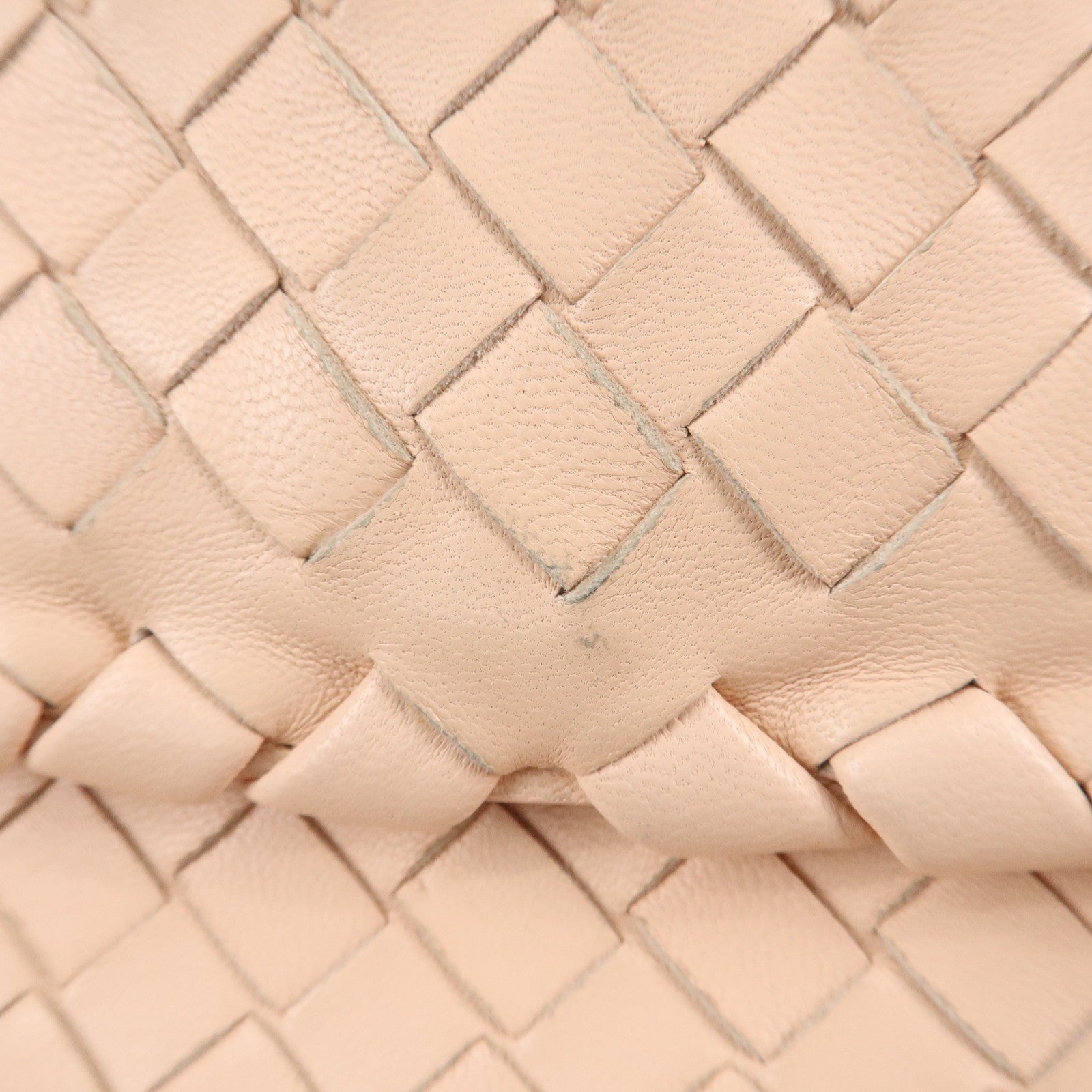 BOTTEGA VENETA Intrecciato Leather Chain Shoulder Bag Pink Beige