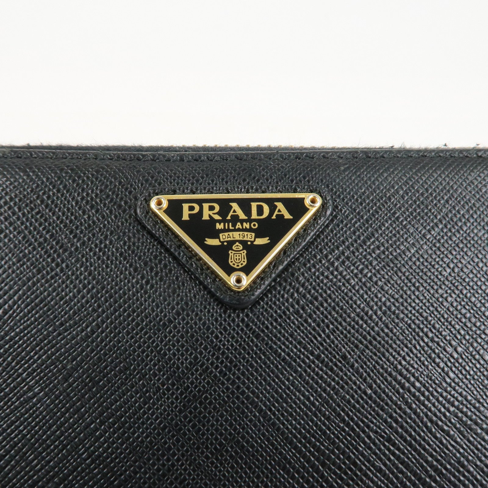 PRADA Saffiano Leather Round Zipper Long Wallet Black 1M0506